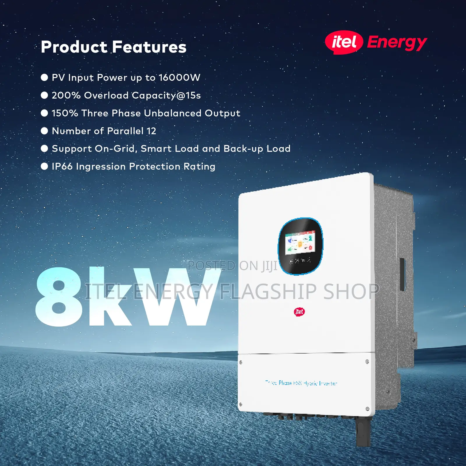 Itel Energy 8kw 3-Phase Hybrid Solar Inverter