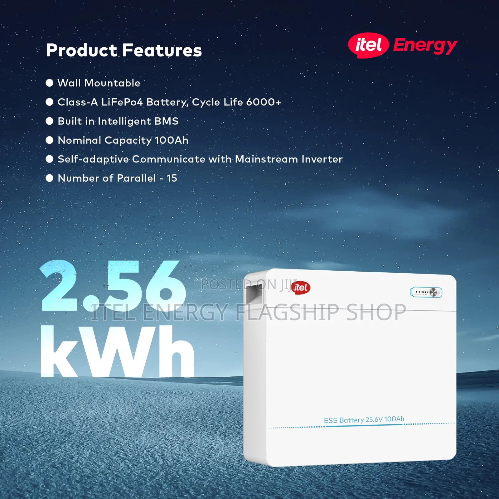 Itel Energy 2.56kwh Lithium Battery