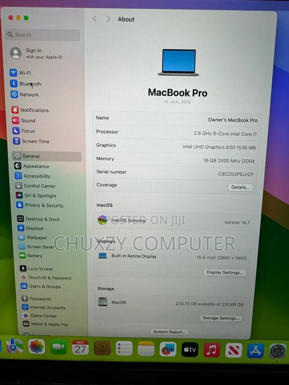 Laptop Apple MacBook 2019 16GB Intel Core I9 SSD 1T