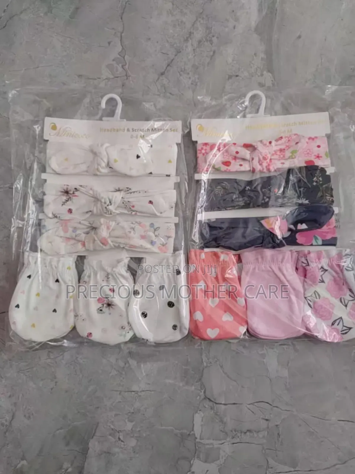 Baby Girl Head Band and 3 Pair of Mitten Glovei