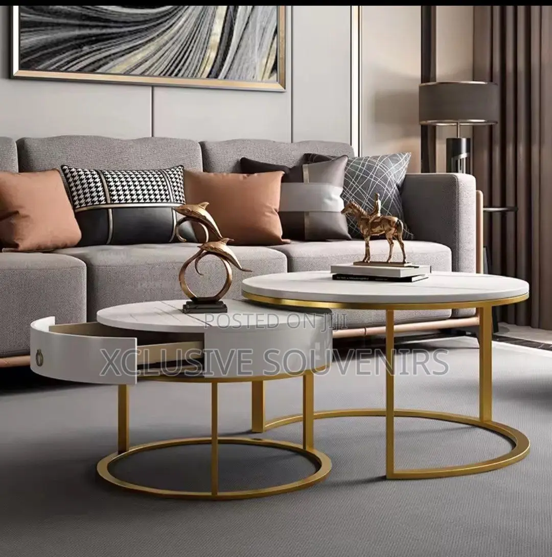Simple Minimalist Unique Coffee Table With Storage Drawer Round