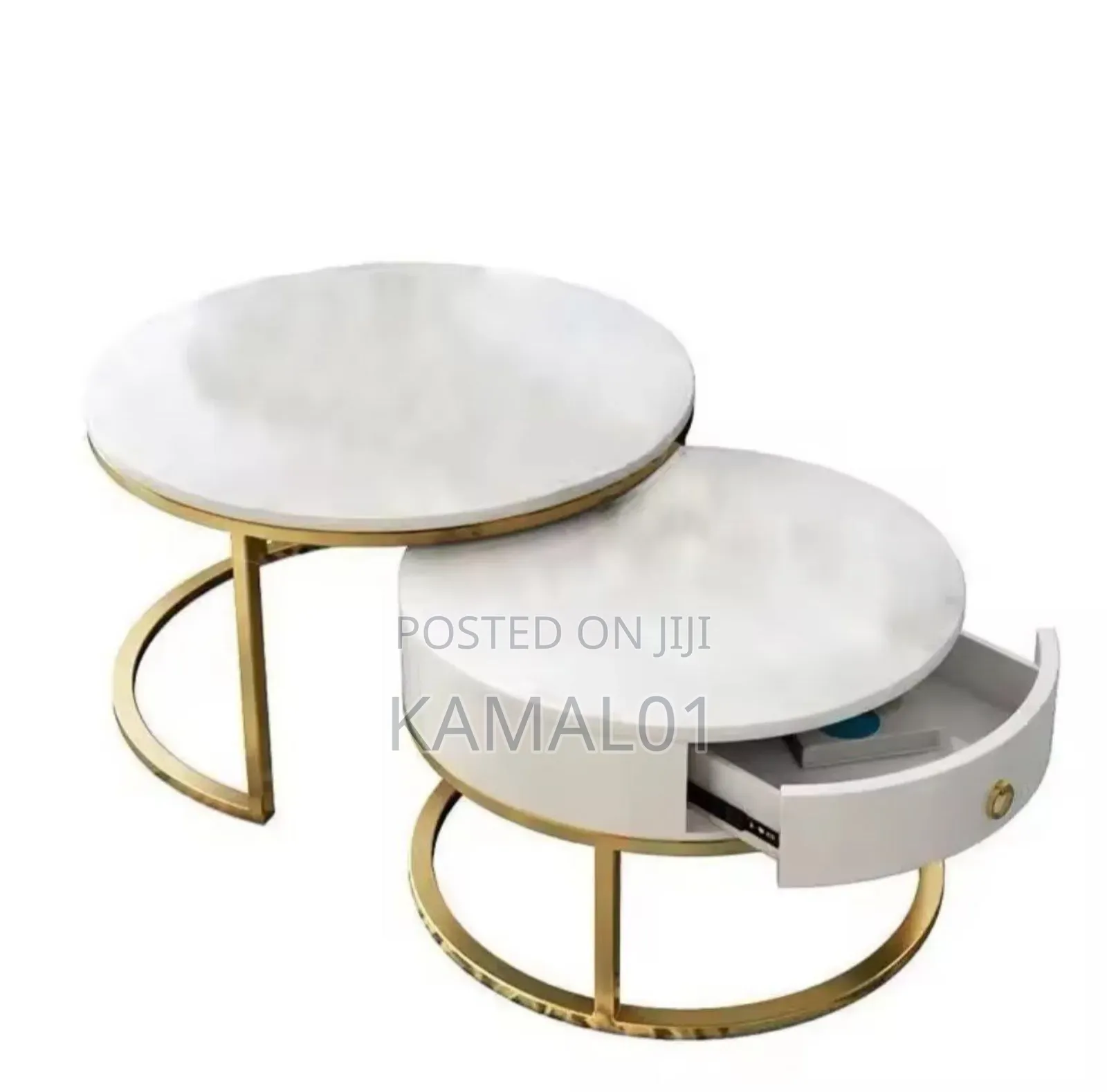 2 in 1 Marble Center Table With Drawer