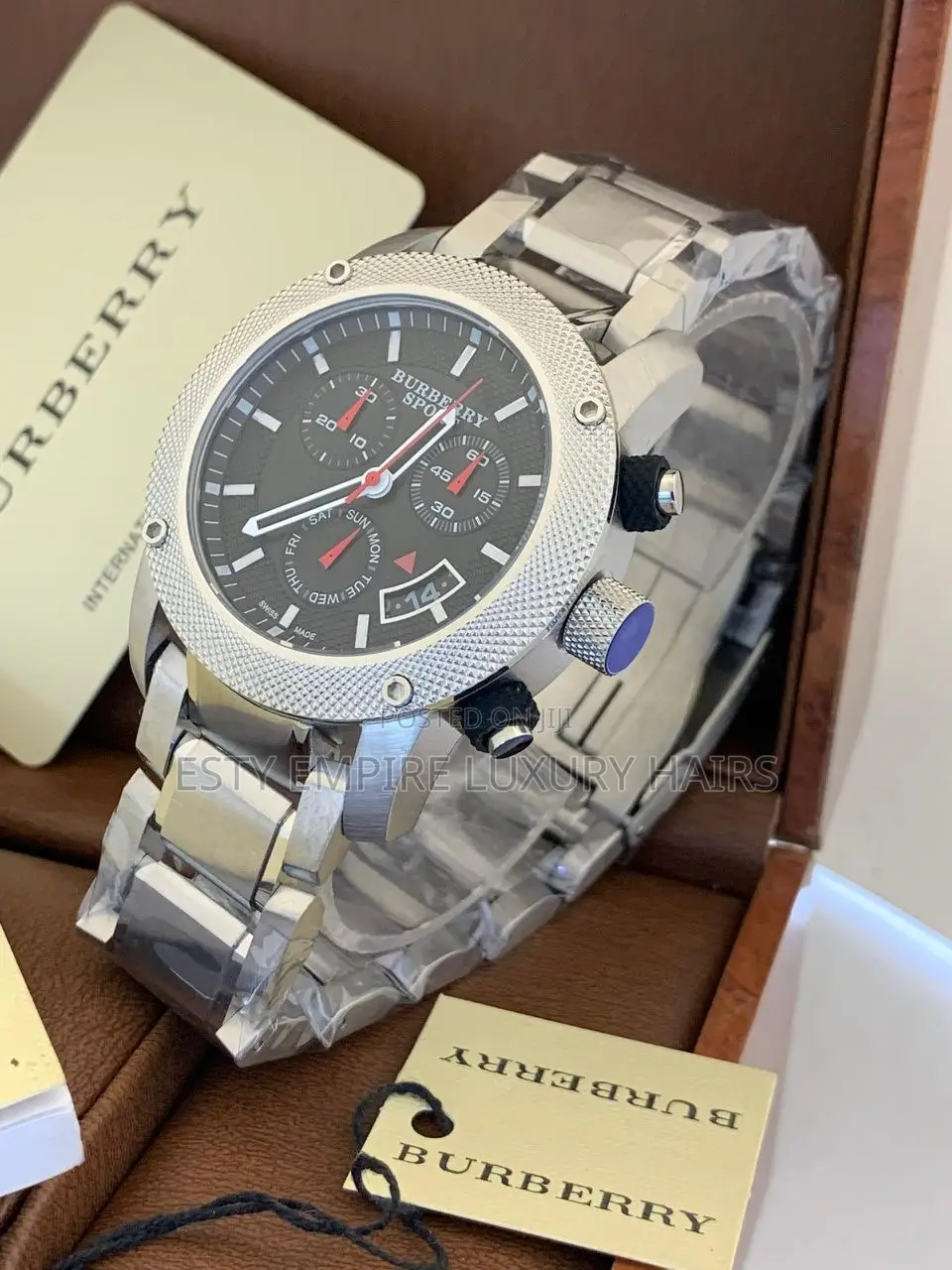 Burberry Chronograph Silver Chain Wrist Watch