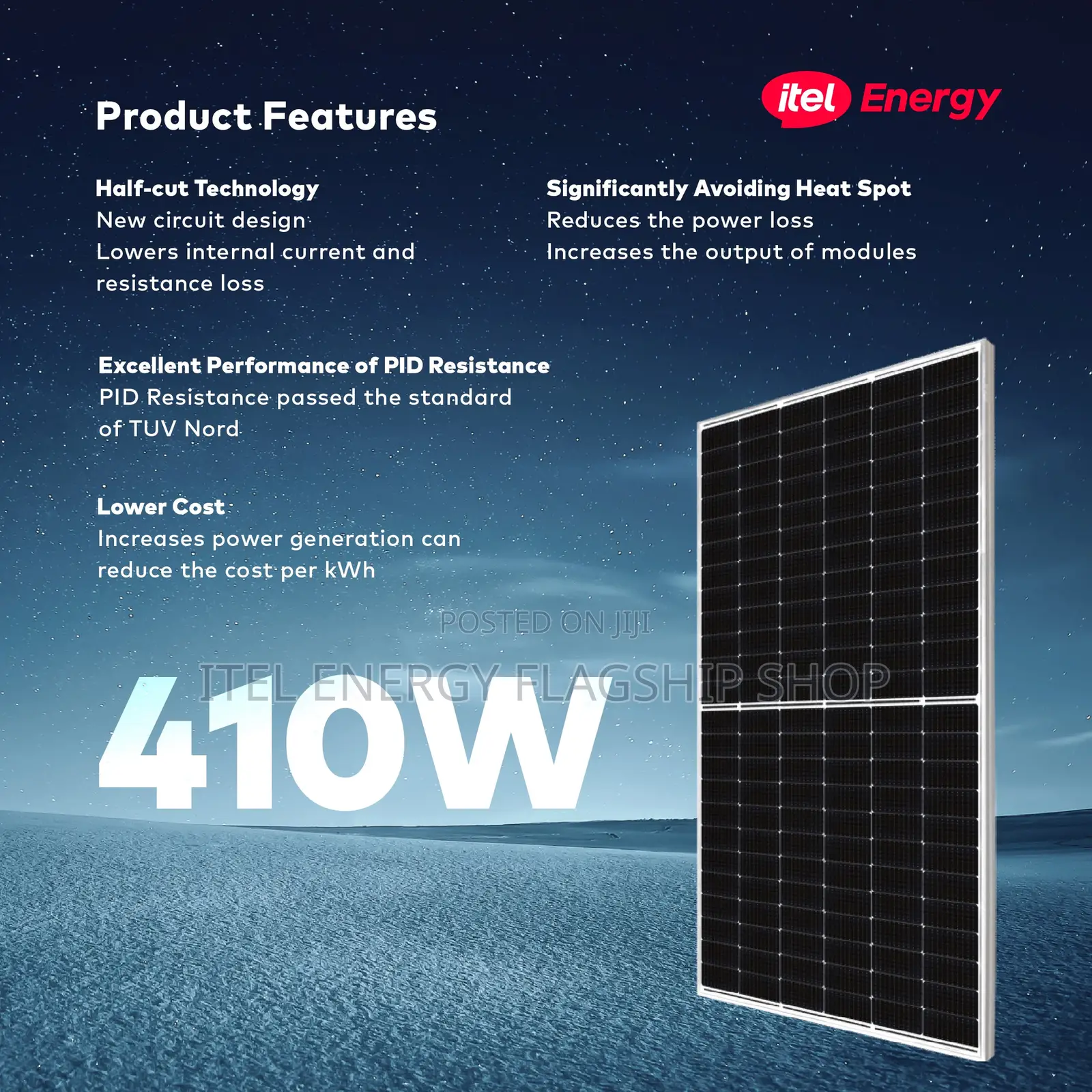 Itel Energy 410w Monocrystalline Solar Panel