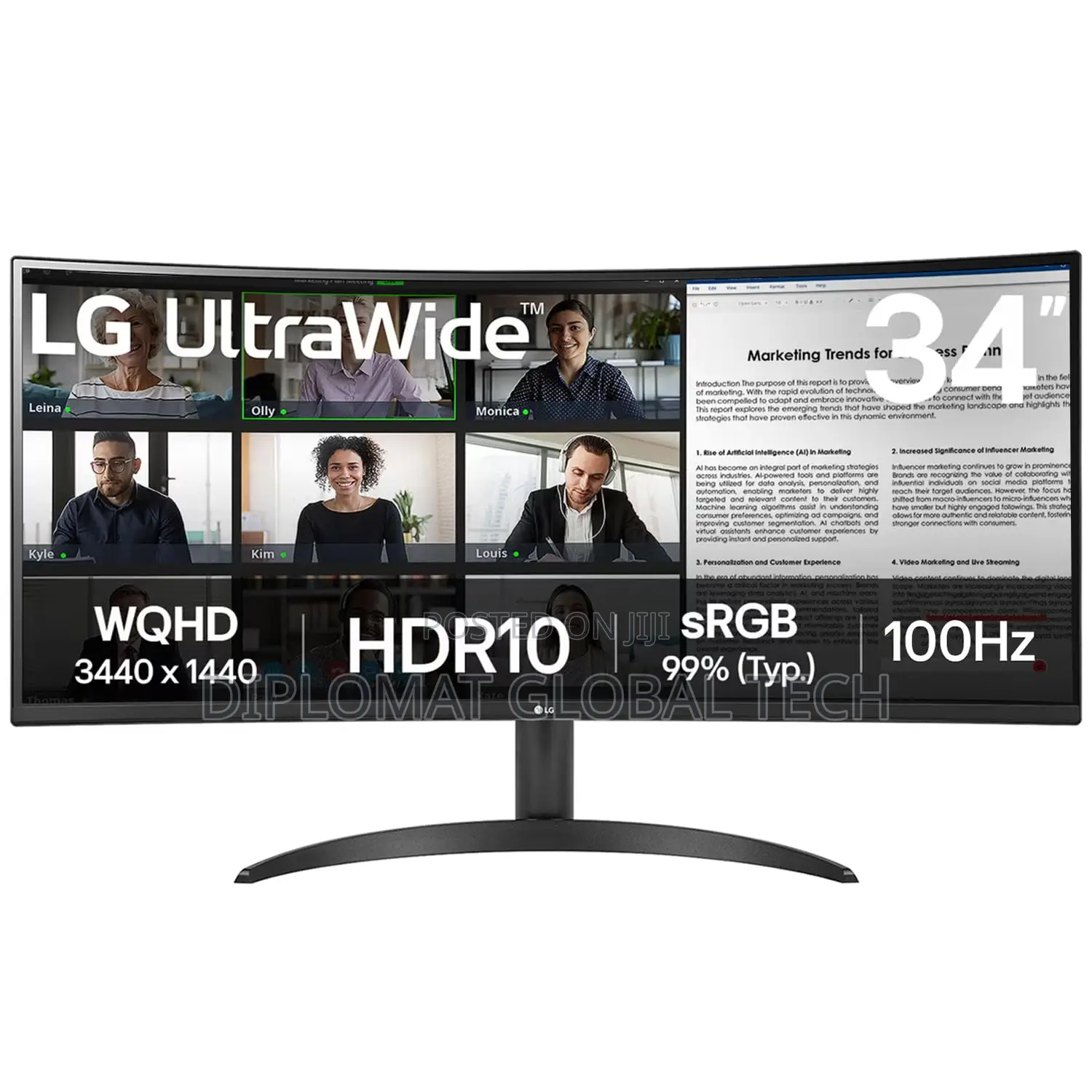 Lg 34wr50qk-B 34inchs Ultrawide QHD 100hz Curved Monitor