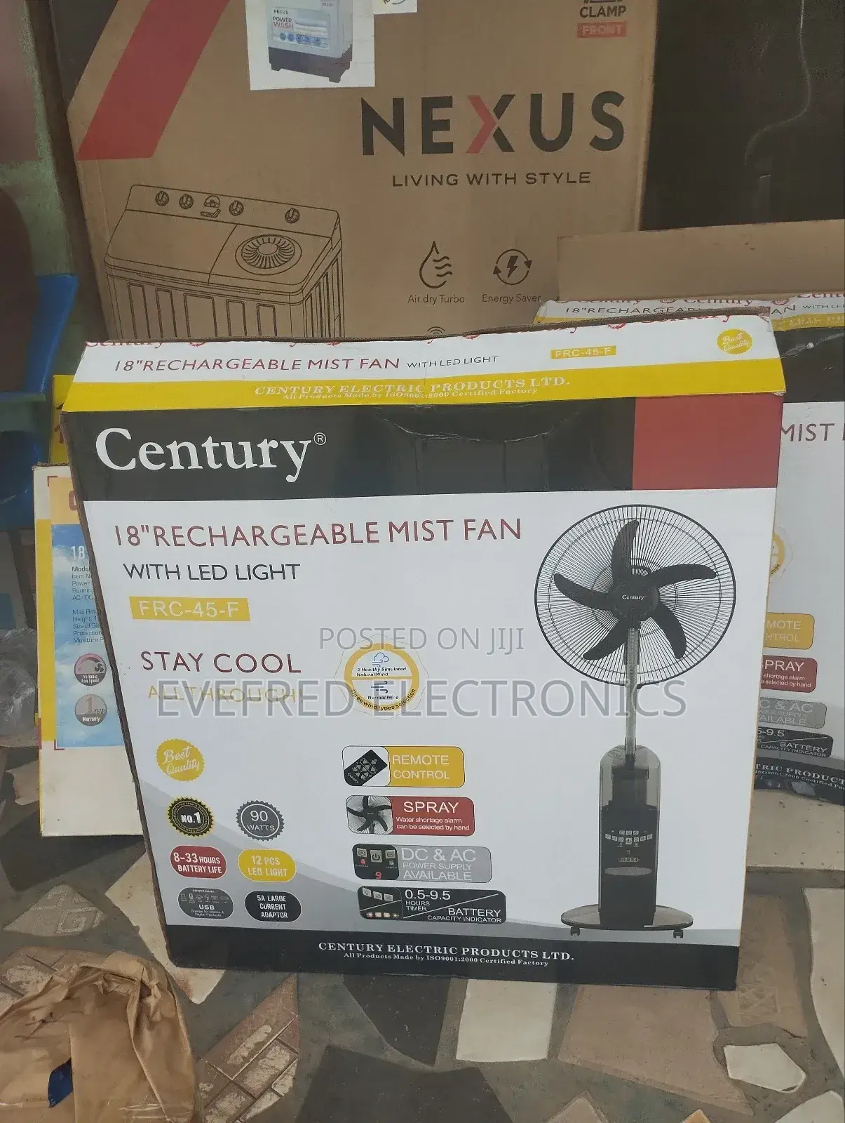 Century Rechargeable Mist Fan With Big Battery