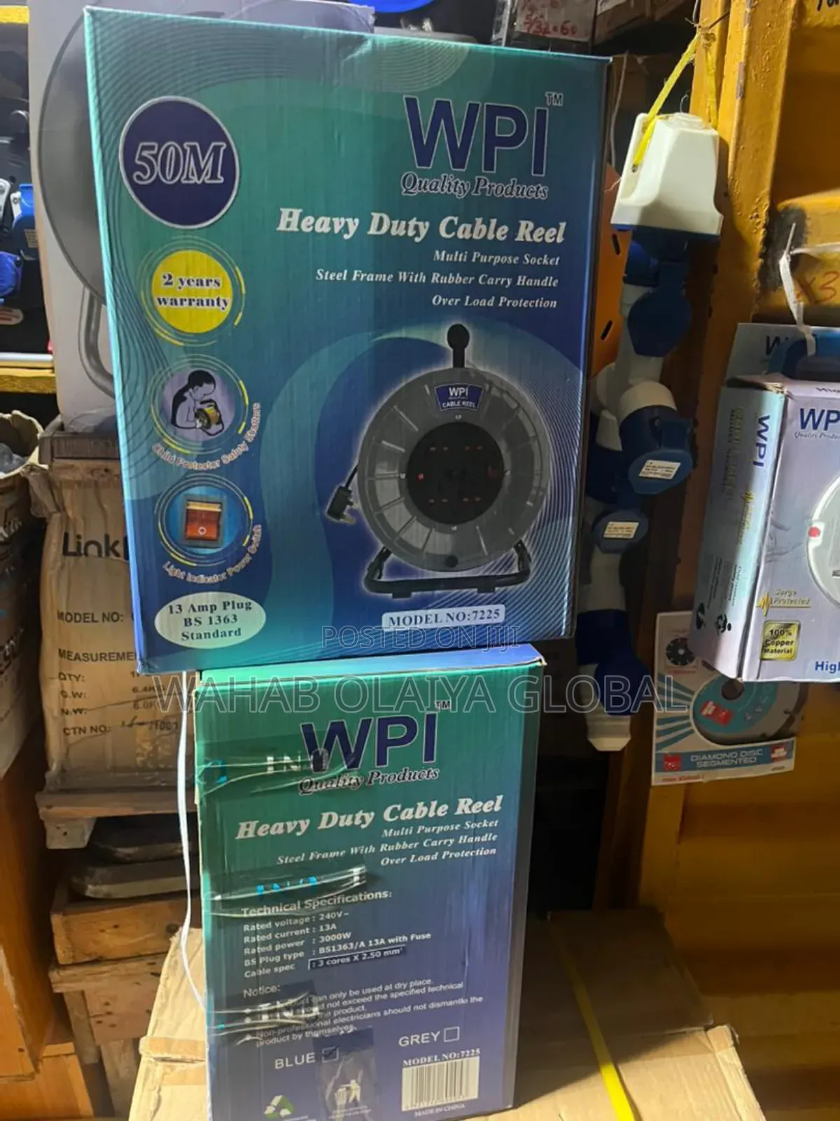 Heavy-Duty Cable Reel – 2.5mm × 50m Durable Electric Extension