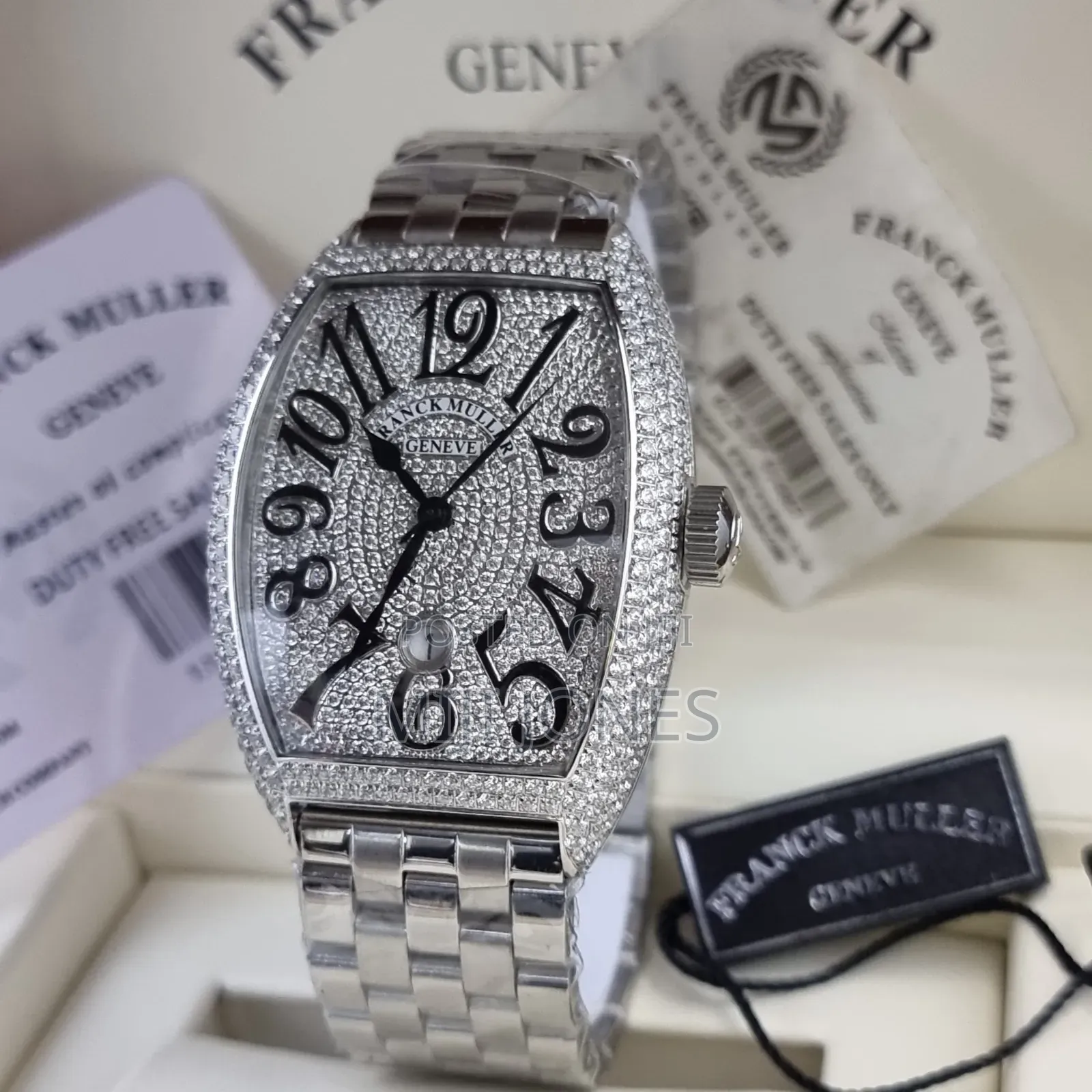 Franck Muller Inspired Cintree Curvex Diamond Silver