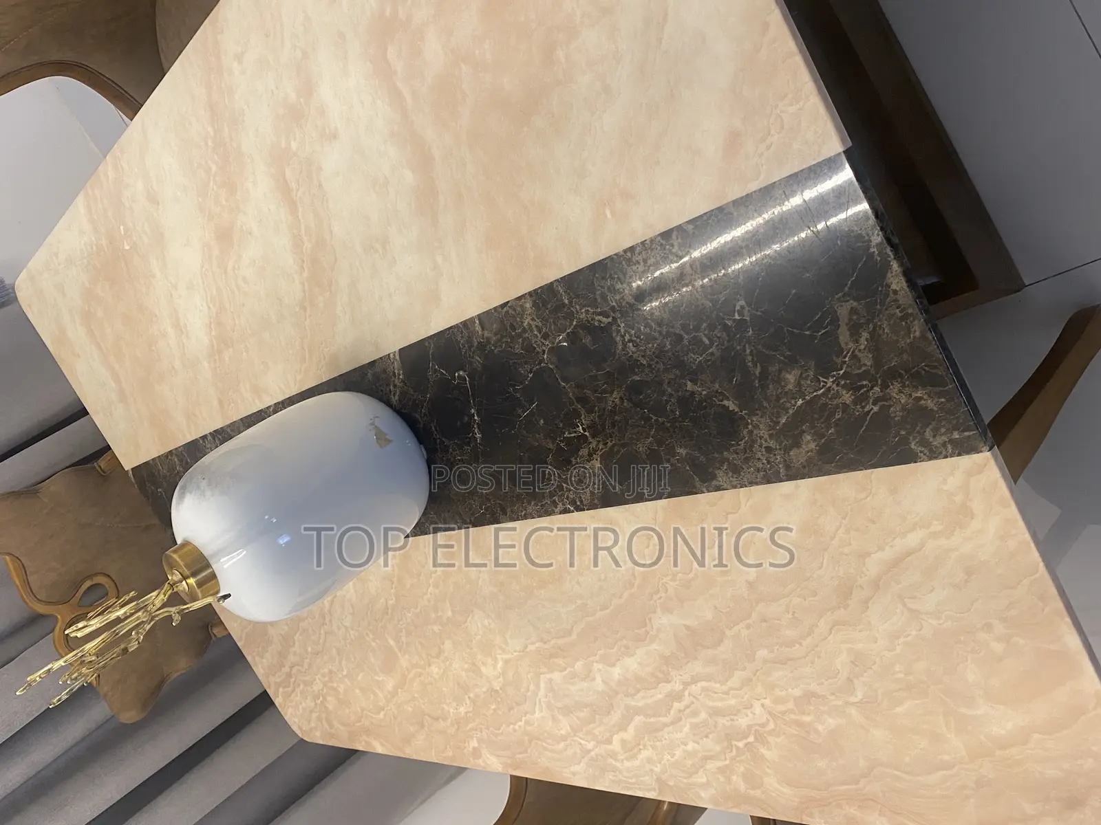 6 Seater Turkish Dining Table - Marble Quartz Table Top.