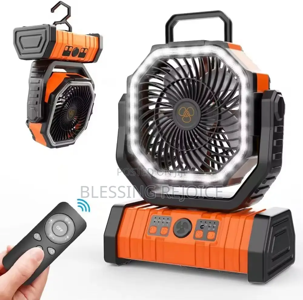 Portable Rechargeable Desk Fan With 20000mah Battery And Led Light