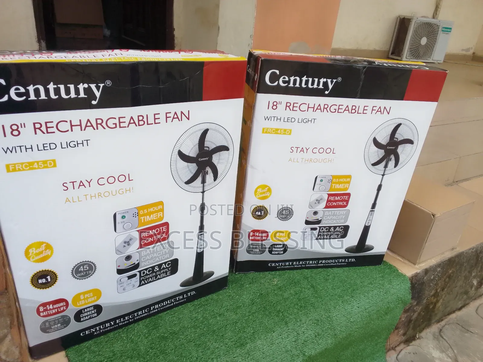 Original Century 18 Inches Rechargeable Standing Fan