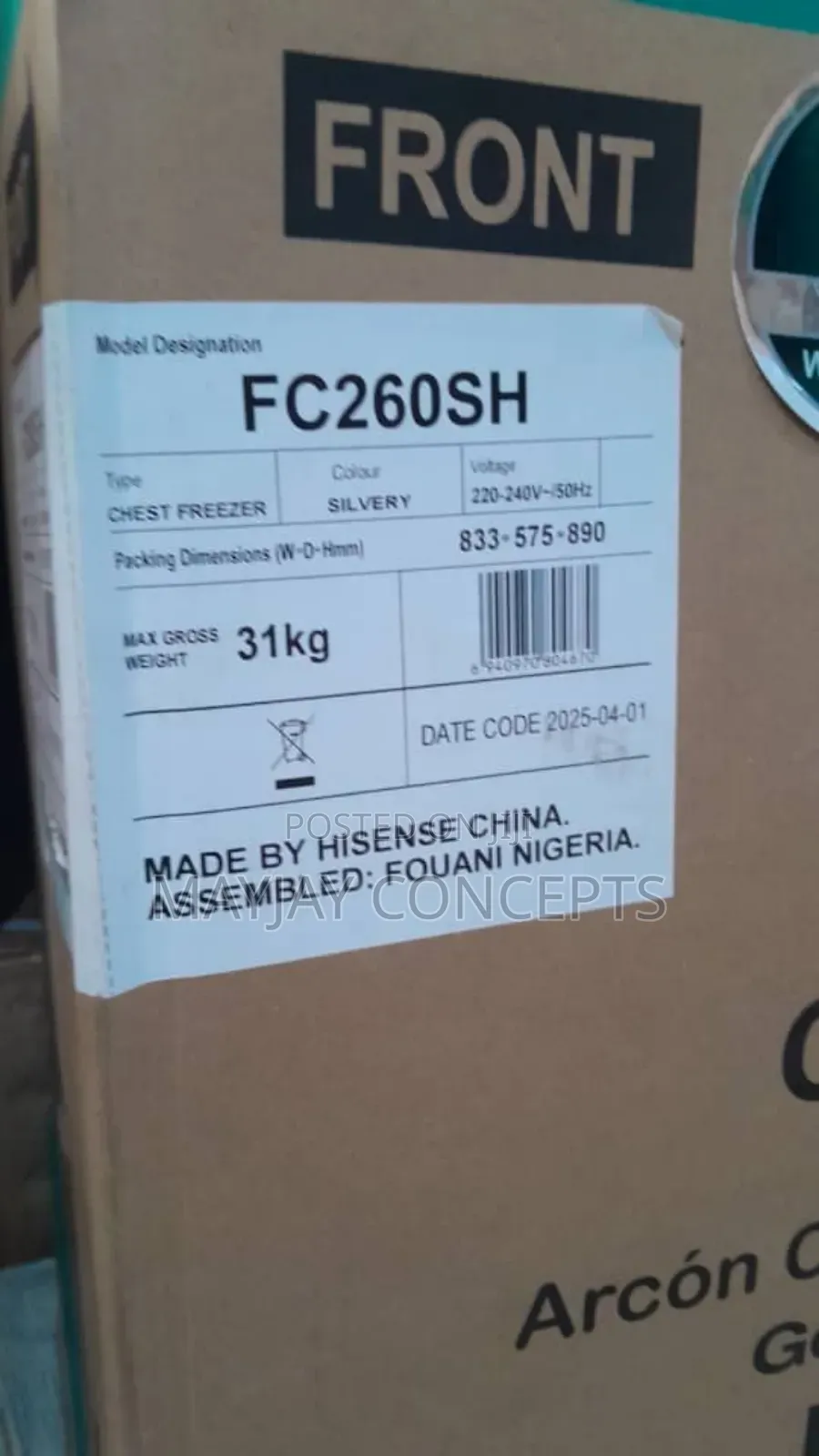 Hisense 198litres Chest Freezer-Fresher Food●Fast Freeze Fc260sh