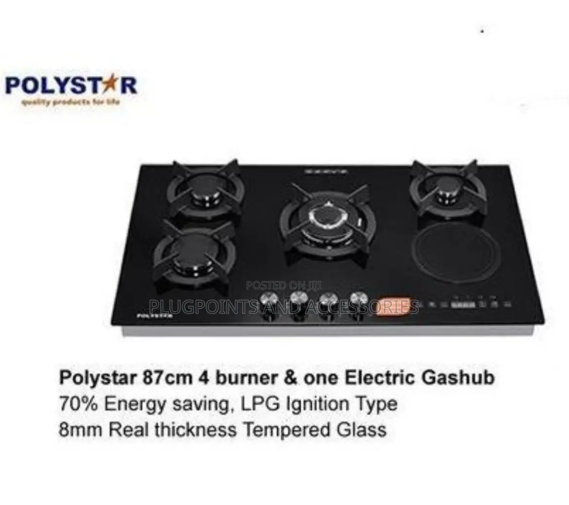 Polystar 4 Gas Burners 1 Electric Inbuilt Cooker Clearances Sales
