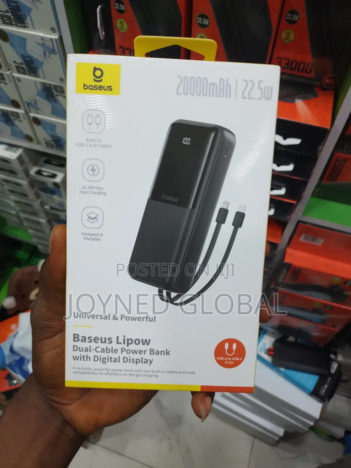 Baseus Lipow Powerbank With Digital Display And Inbuilt Cable