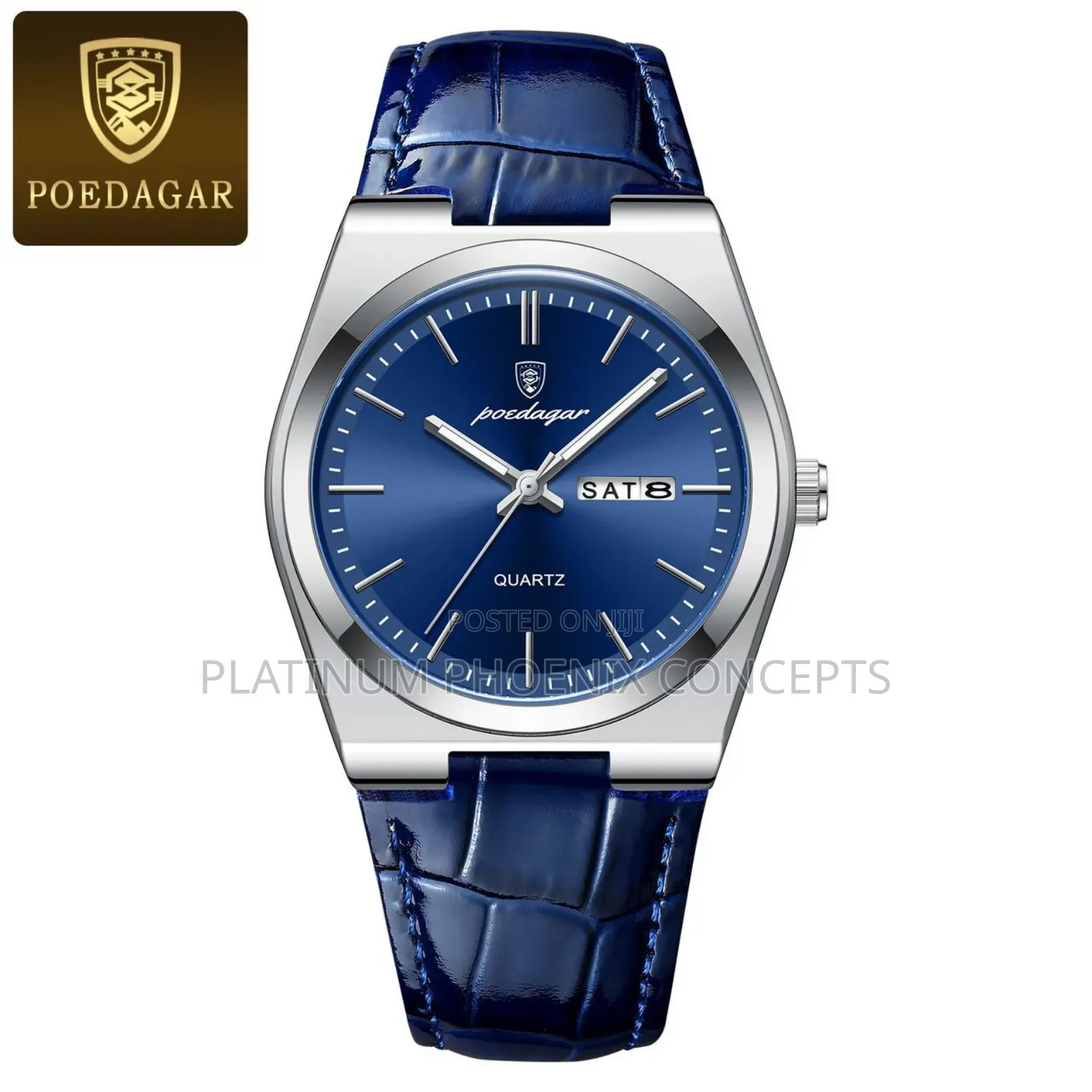 Poedagar Leather Strap Watch Full Boxed With a Bag