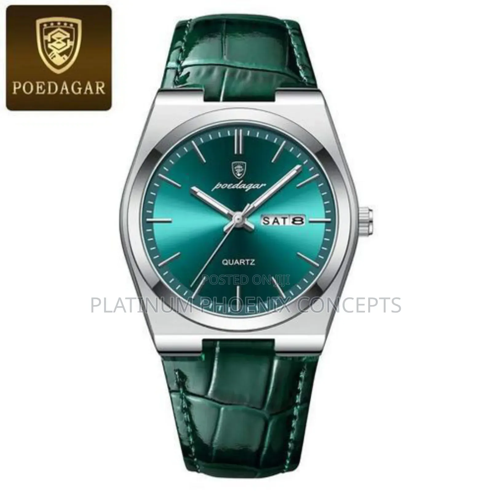 Poedagar Leather Strap Watch Full Boxed With a Bag