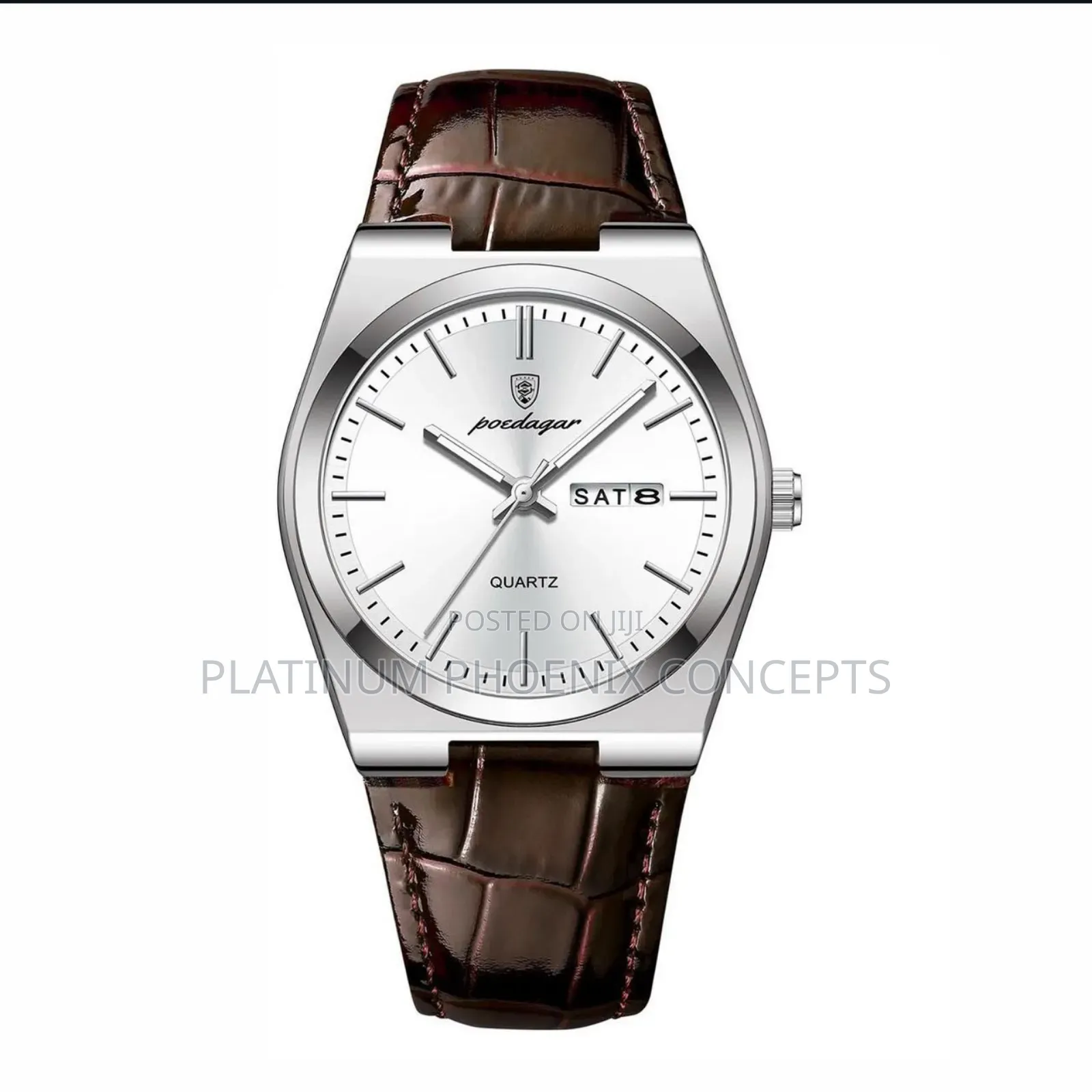 Poedagar Leather Strap Watch Full Boxed With a Bag