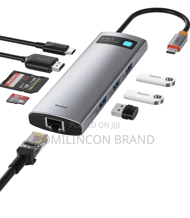 Baseus 8-in-1 Usb C Hub Docking Station, Usb C Adapter With Hdmi,