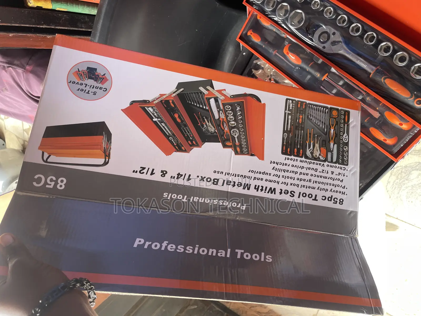 85-Piece Professional Tool Set With a 5-Tier Metal Cantilever Toolbox
