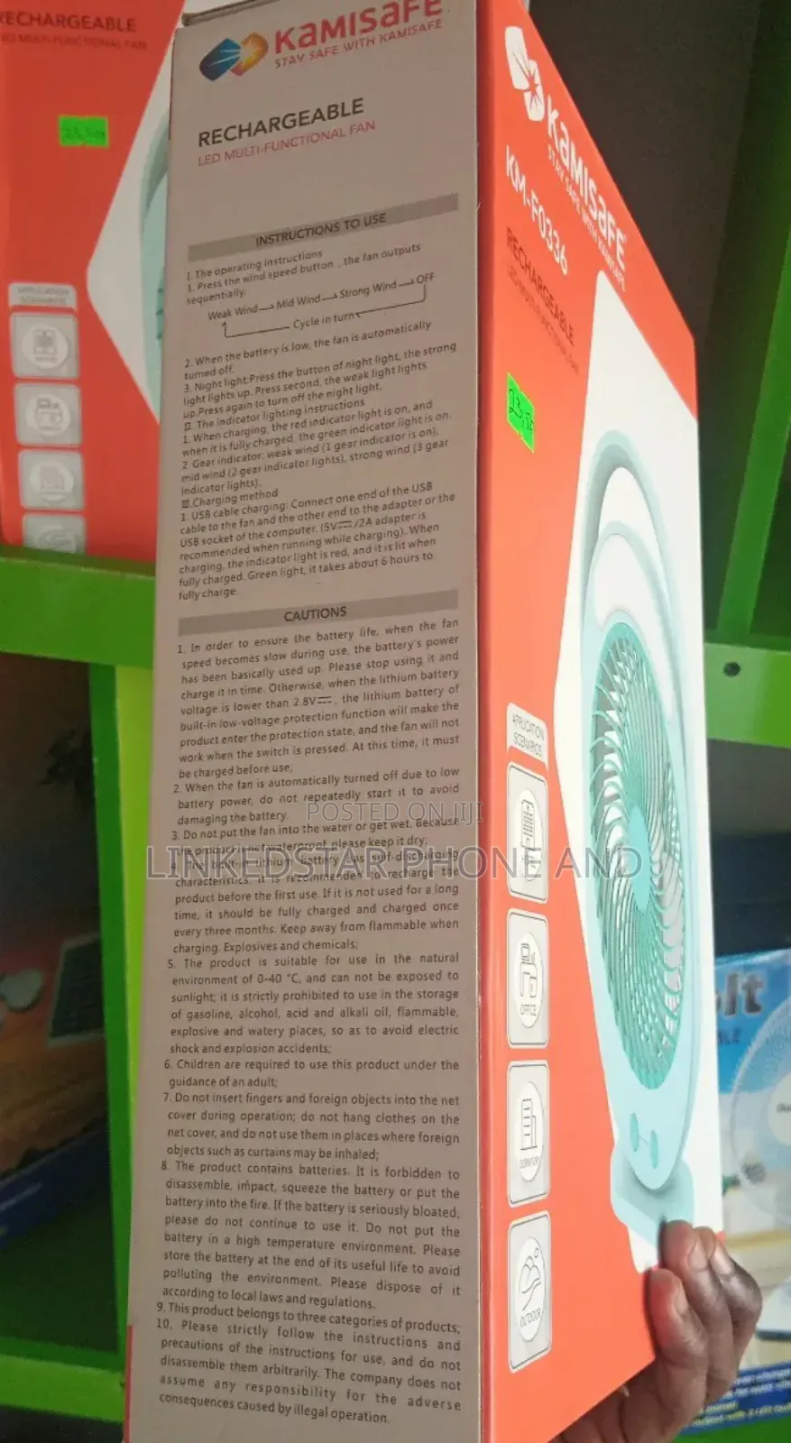 Air Cooling Rechargeable Fan With Led Light | 4500mah Battery