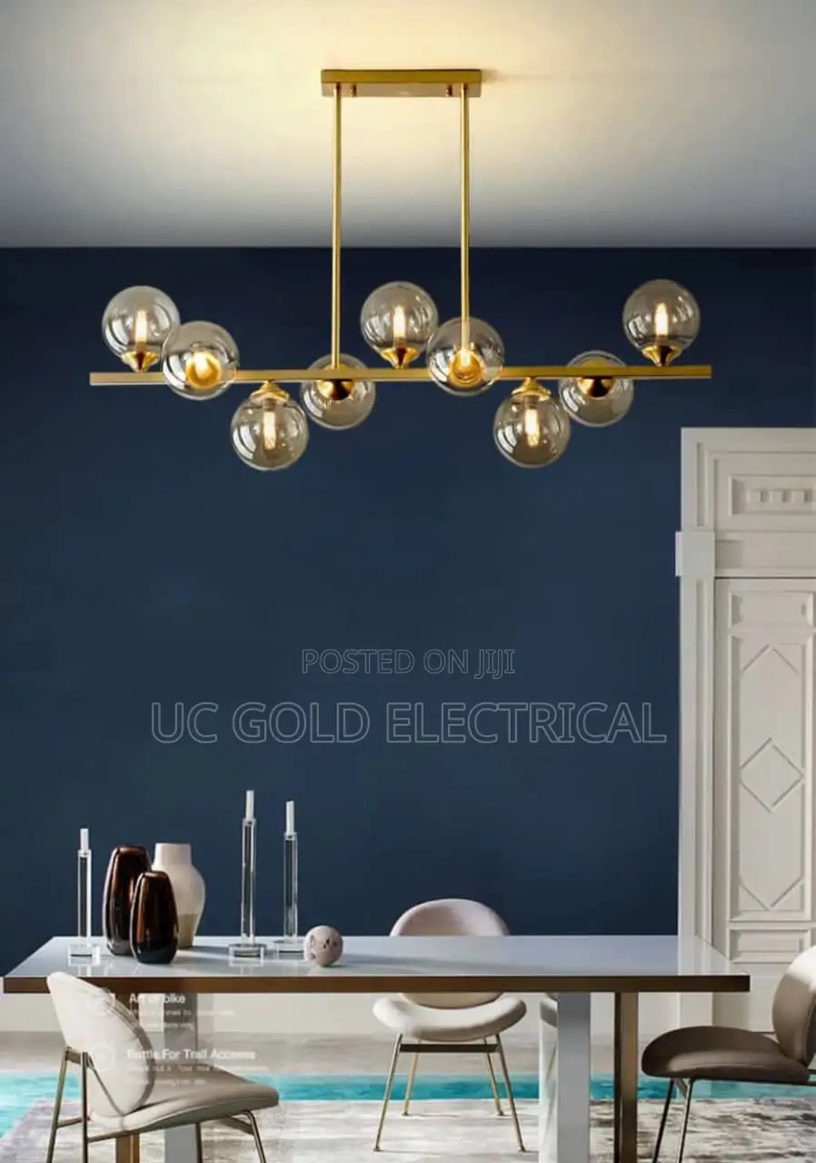 Nordic Modern Dining Room Pendantlight Gold Glass Ball 8 Heads Hanging