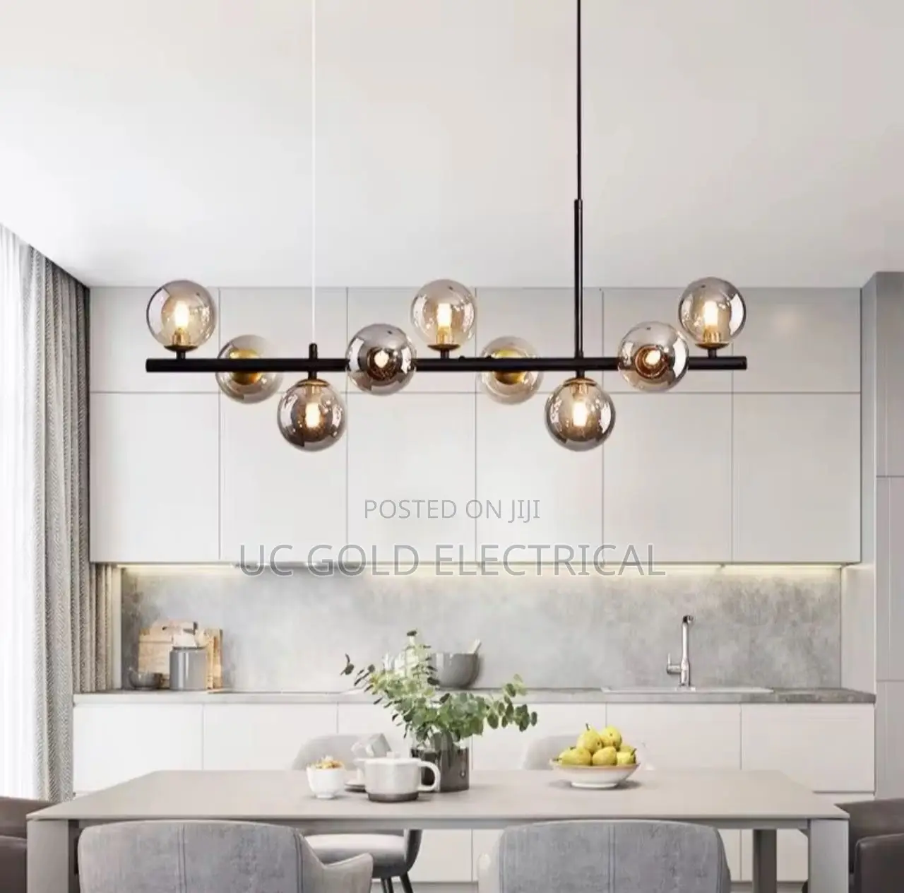 Nordic Modern Dining Room Pendantlight Gold Glass Ball 8 Heads Hanging