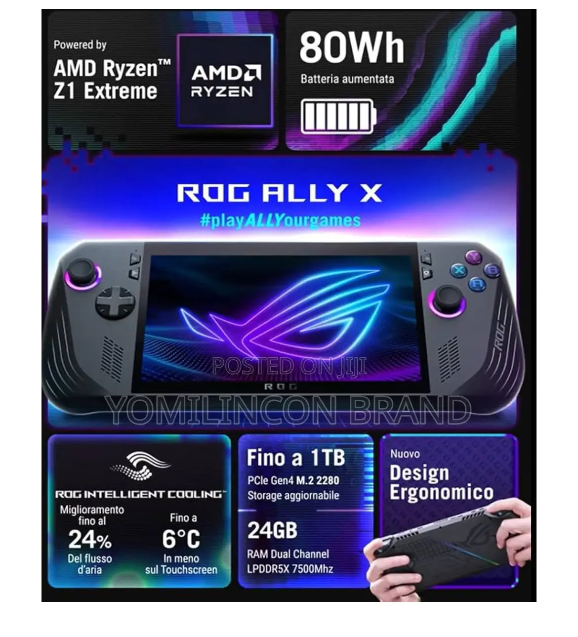 Asus Rog Ally X 7” 120hz, Amd Ryzen Z1 Extreme, Ram 24gb, 1tb SSD