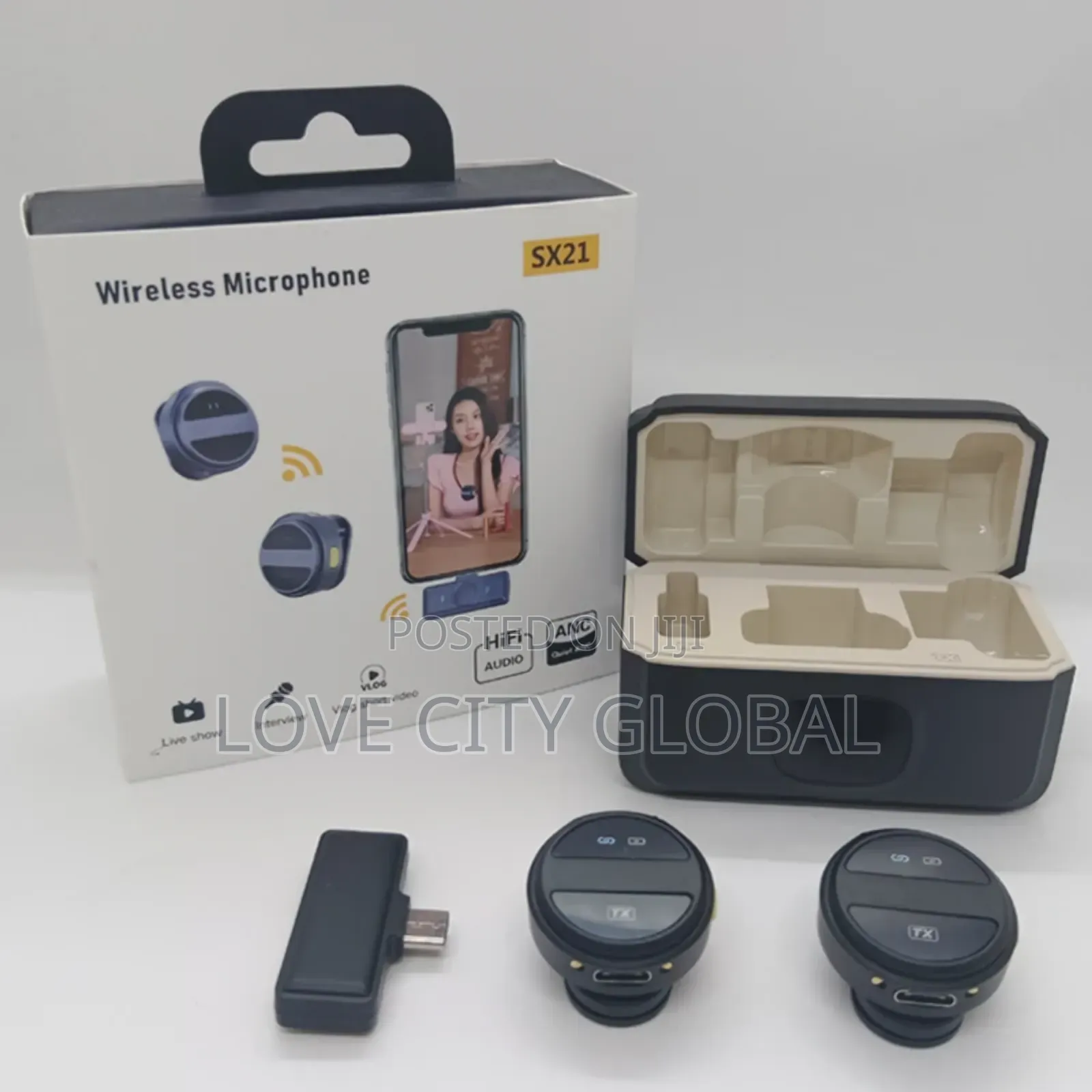 Sx21 Mic Lavalier Anc Wireless Microphone Plug and Play Charging Case