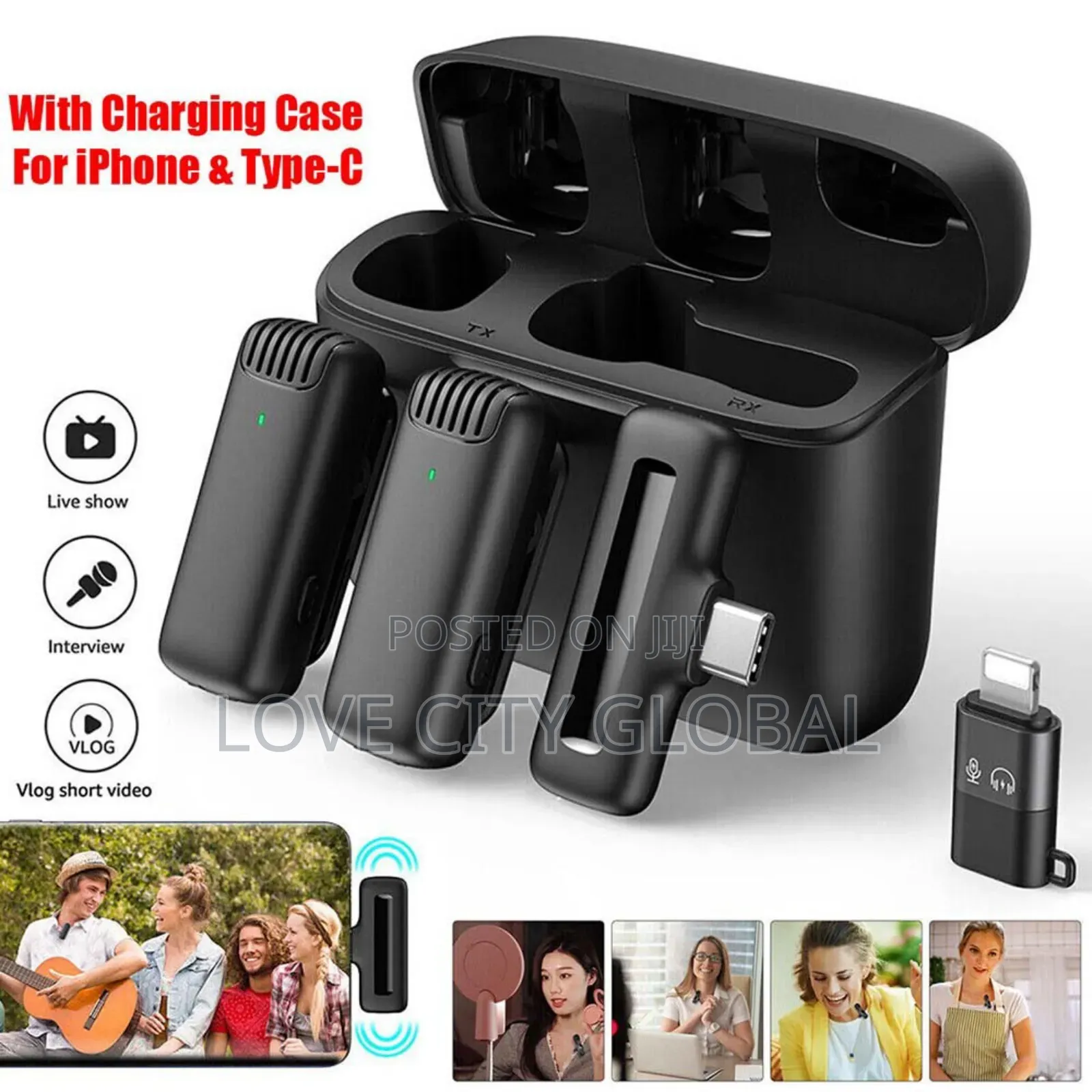 J13 Mic Lavalier Anc Wireless Microphone Plug and Play Charging Case