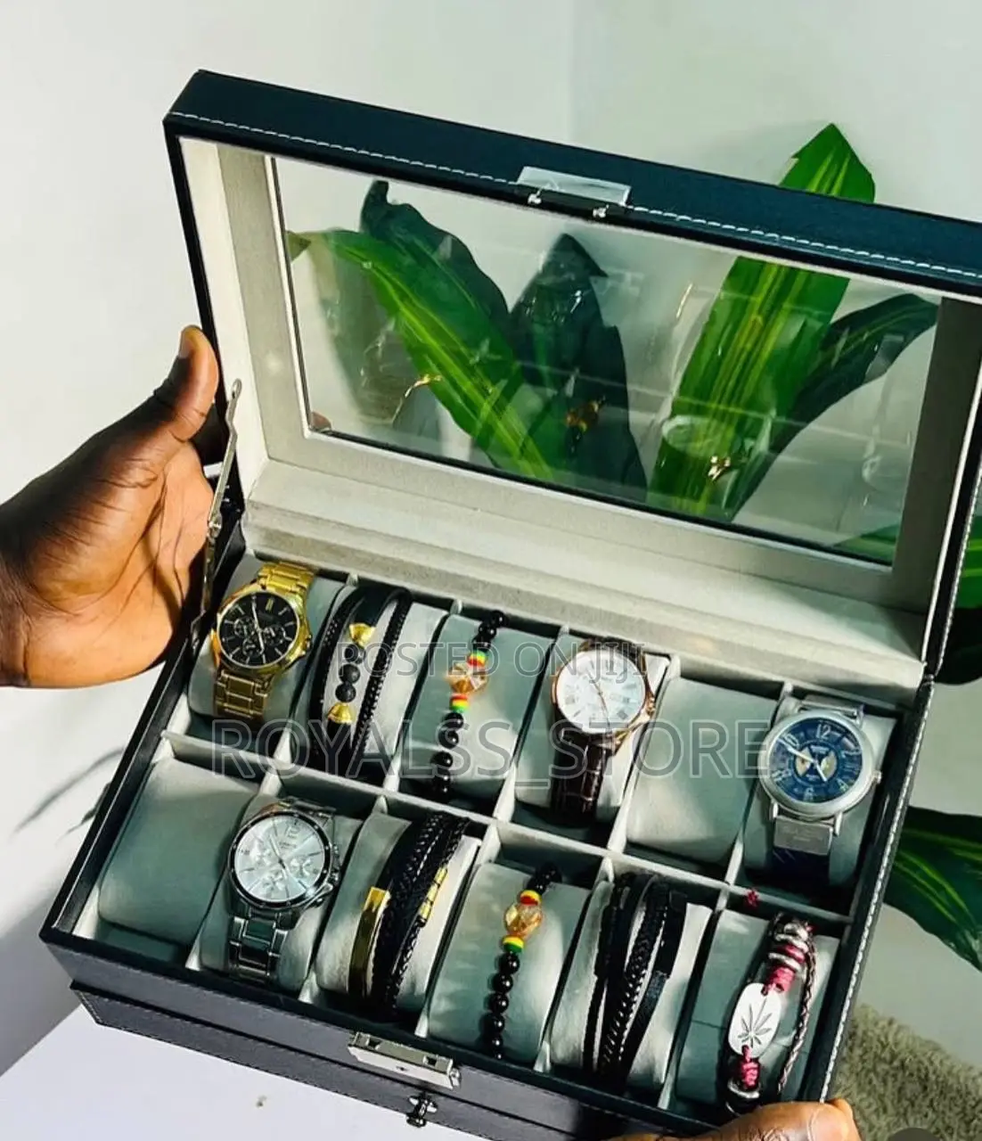 Wrist Watch Storage Box - Elegant Leather Case With Velvet Interior