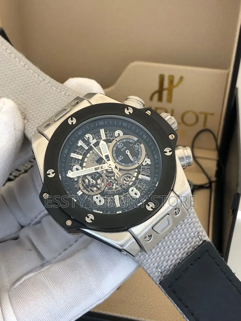 Hublot Chronograph Jean Leather Wristwatch