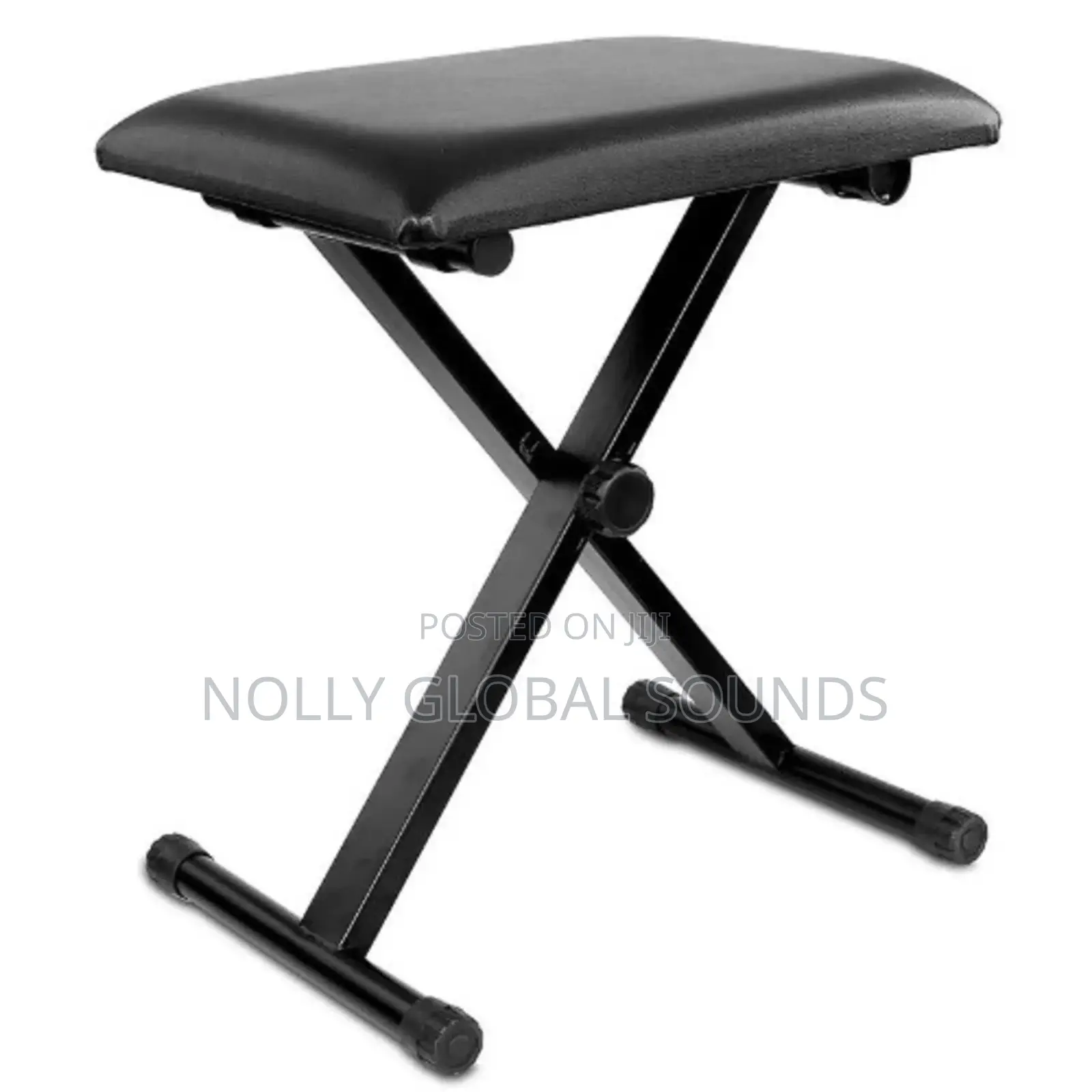 Adjustable Foldable Keyboard Piano Bench (Black Leather Piano Chair)
