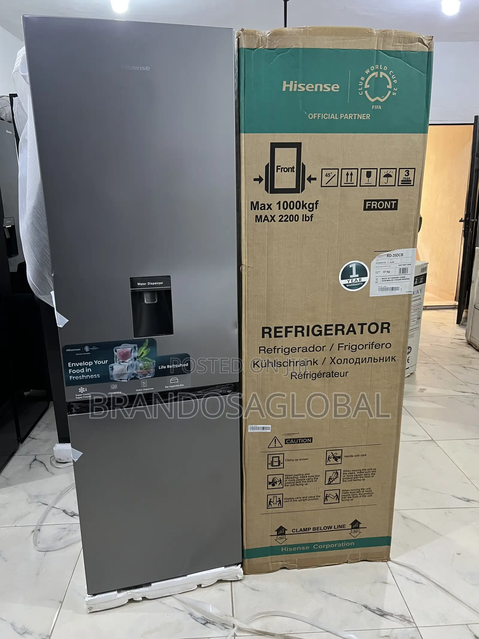 Hisense 264 Litres Bottom Freezer Refrigerator With Dispenser-Rd-35dcb