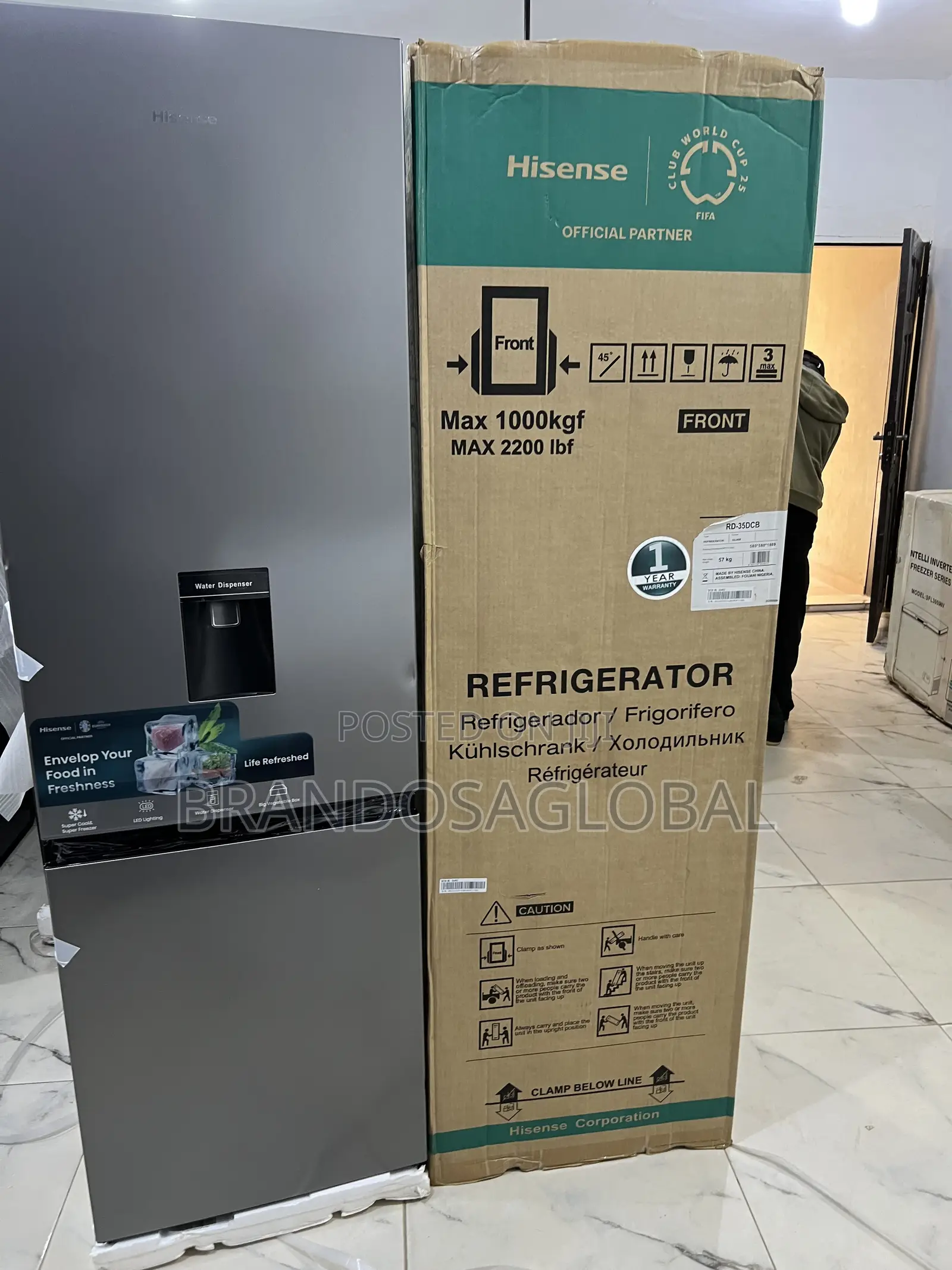 Hisense 264 Litres Bottom Freezer Refrigerator With Dispenser -1yr