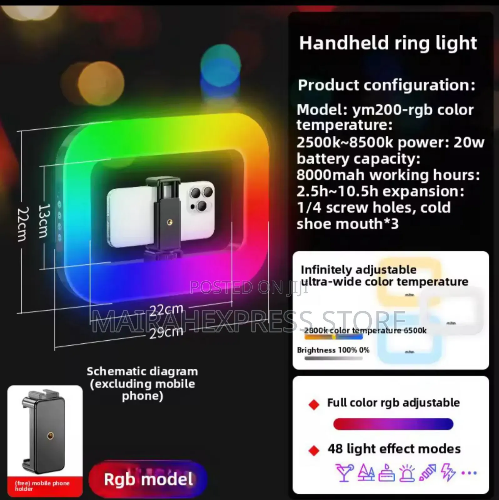 Rgb Phone Handheld Led Fill Light Selfie Light Phone Video Stabilizer