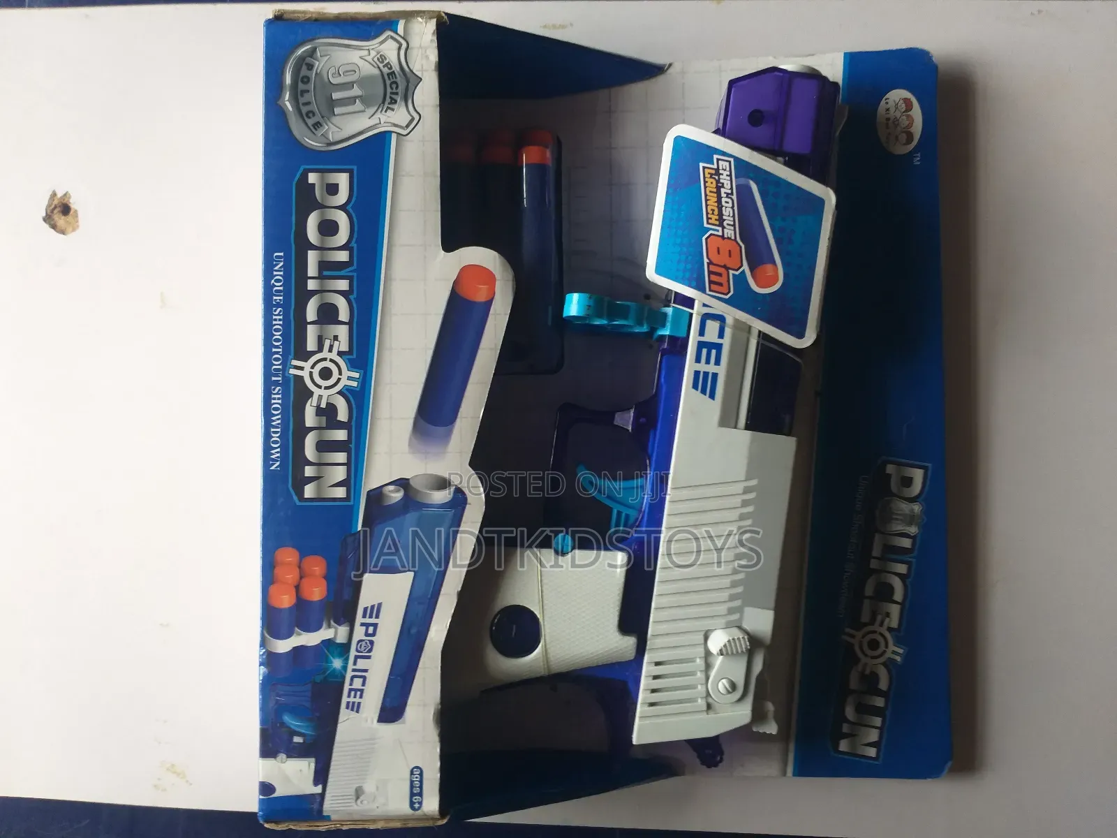 Police Toy Gun: Foam Dart Blaster- 8m Range With 6 Darts