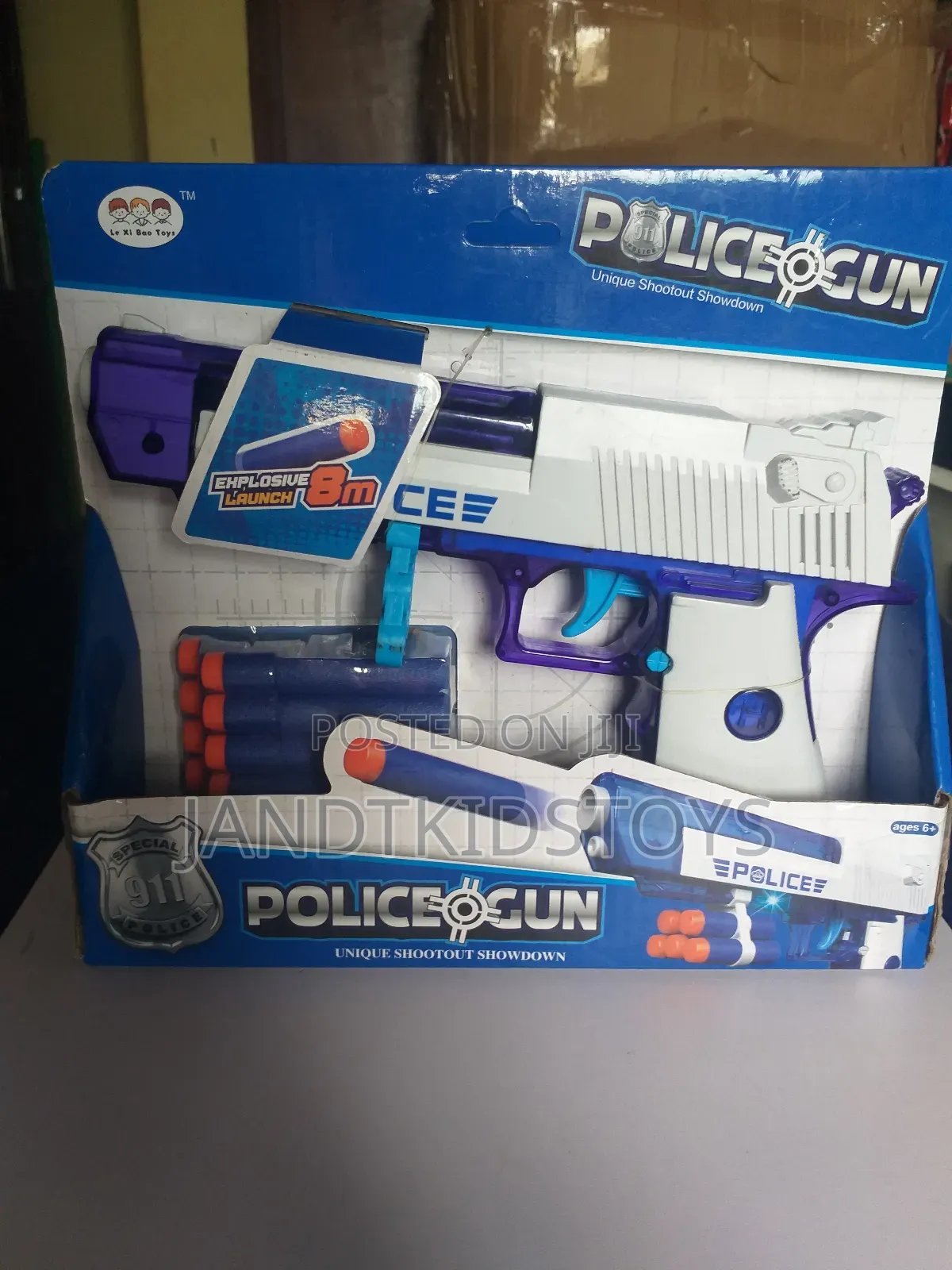 Police Toy Gun: Foam Dart Blaster- 8m Range With 6 Darts