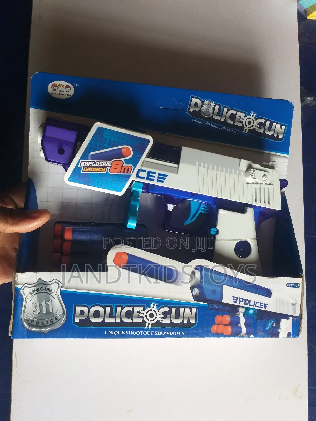 Police Toy Gun: Foam Dart Blaster- 8m Range With 6 Darts