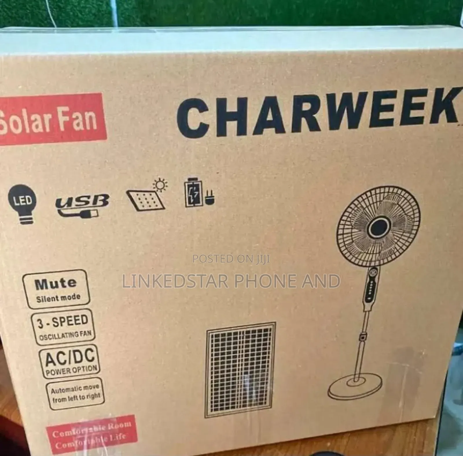 16inch Charweek Solar Rechargeable Standing Fan