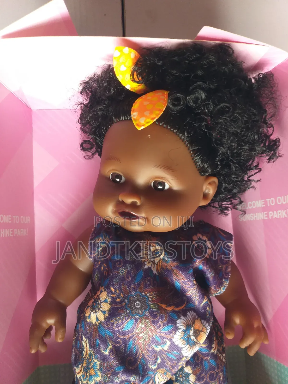 Cute Highly Durable Black Doll With Curly Hair