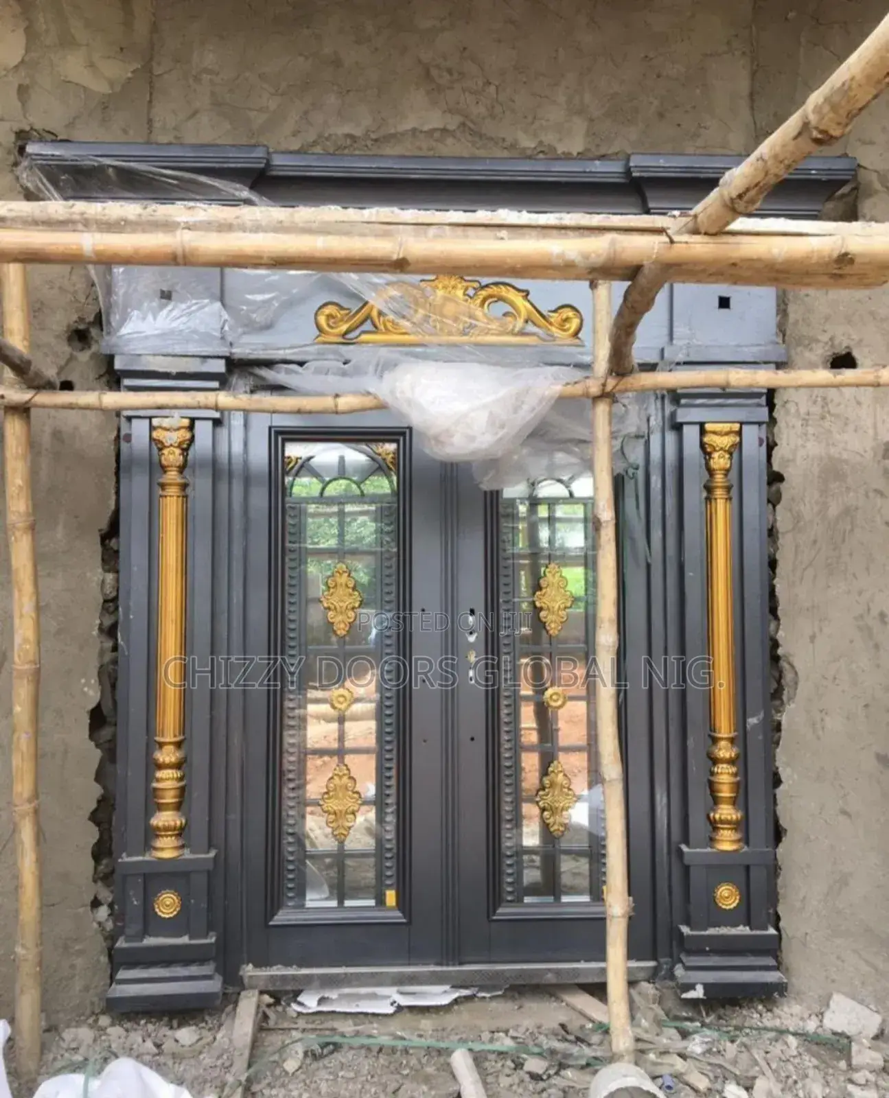 Italian Copper Cast Door With Tampered Glass Royal Home With Ark