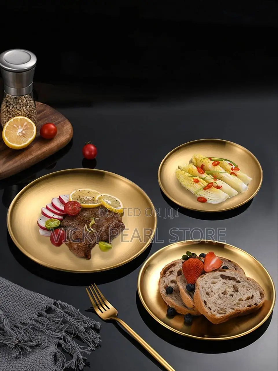 Stainless Steel Golden Dinner Plate