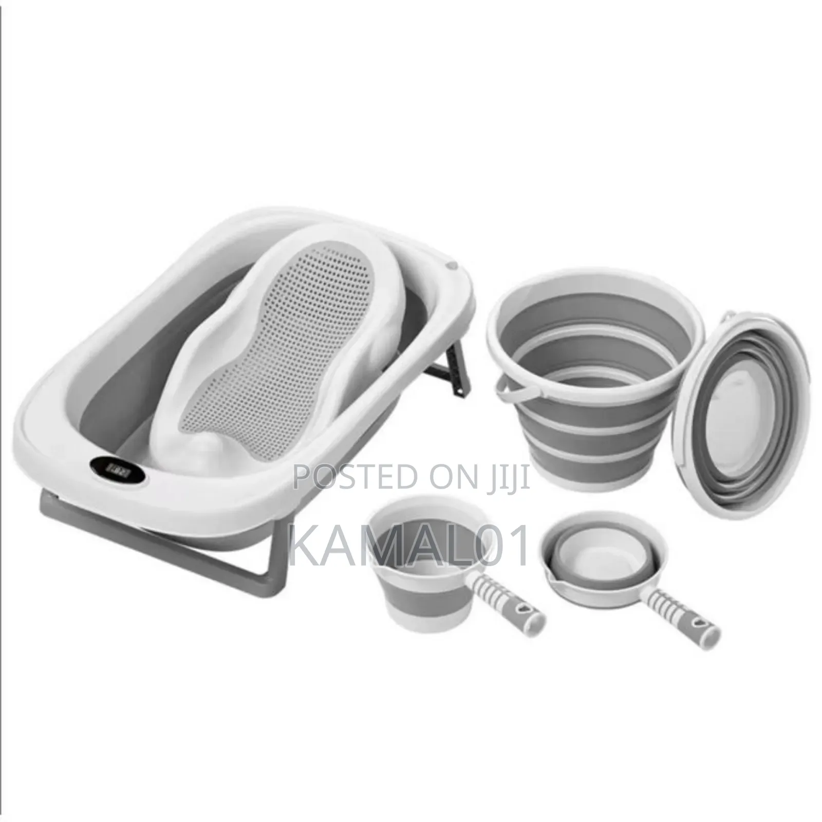 5 in 1 Newborn Toddler Foldable Bathtub With Silicone Baby Bather