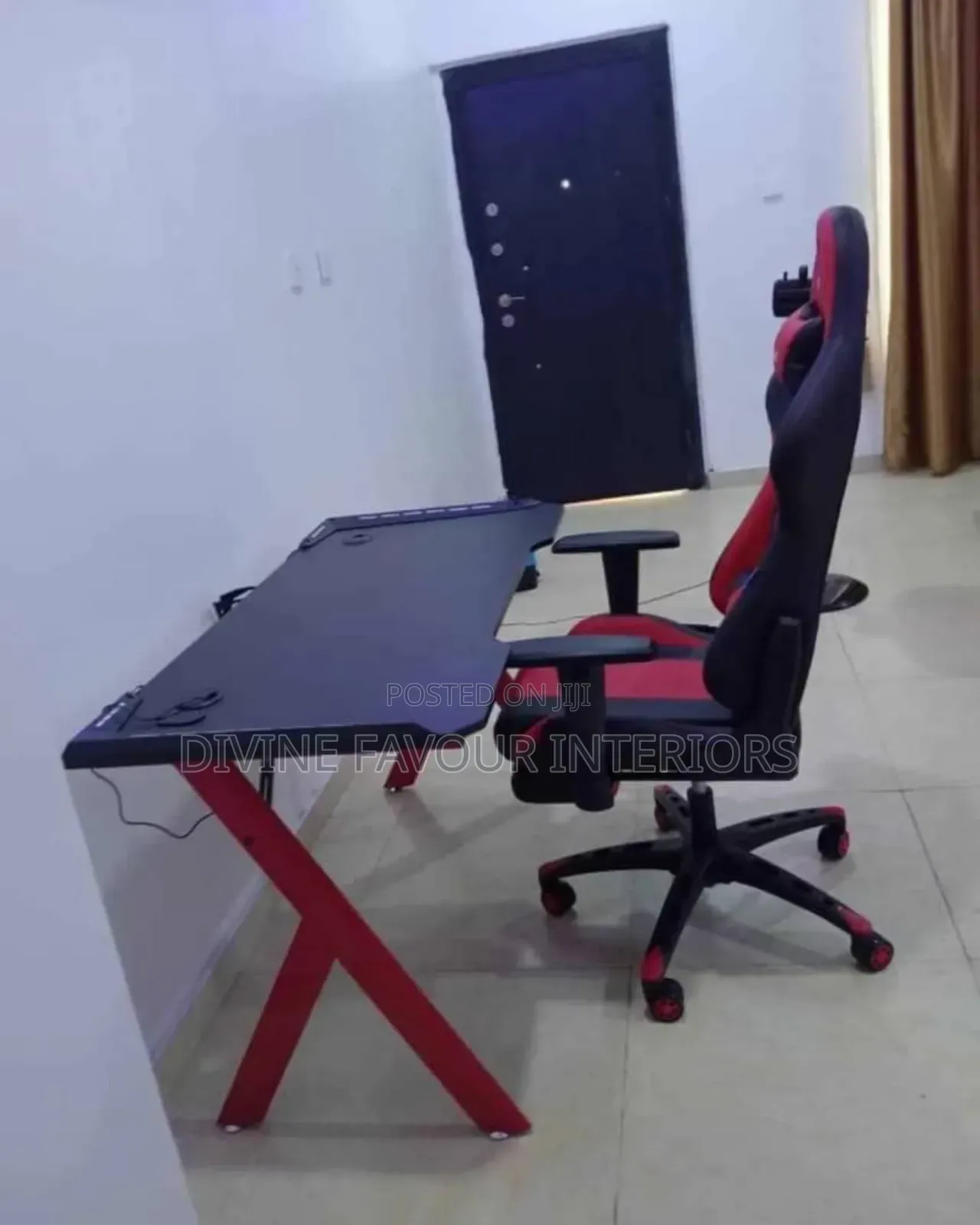 Executive Office Gaming Chair + Gaming Desk - Black and Red