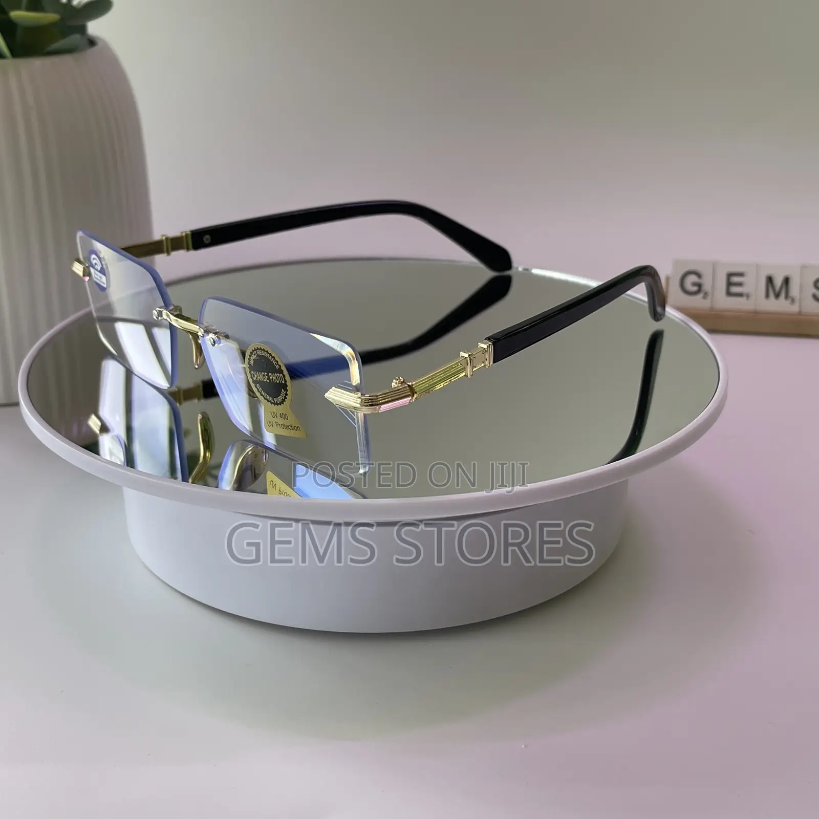 Stylish Rimless Photochromic Blue Light Filter Glasses