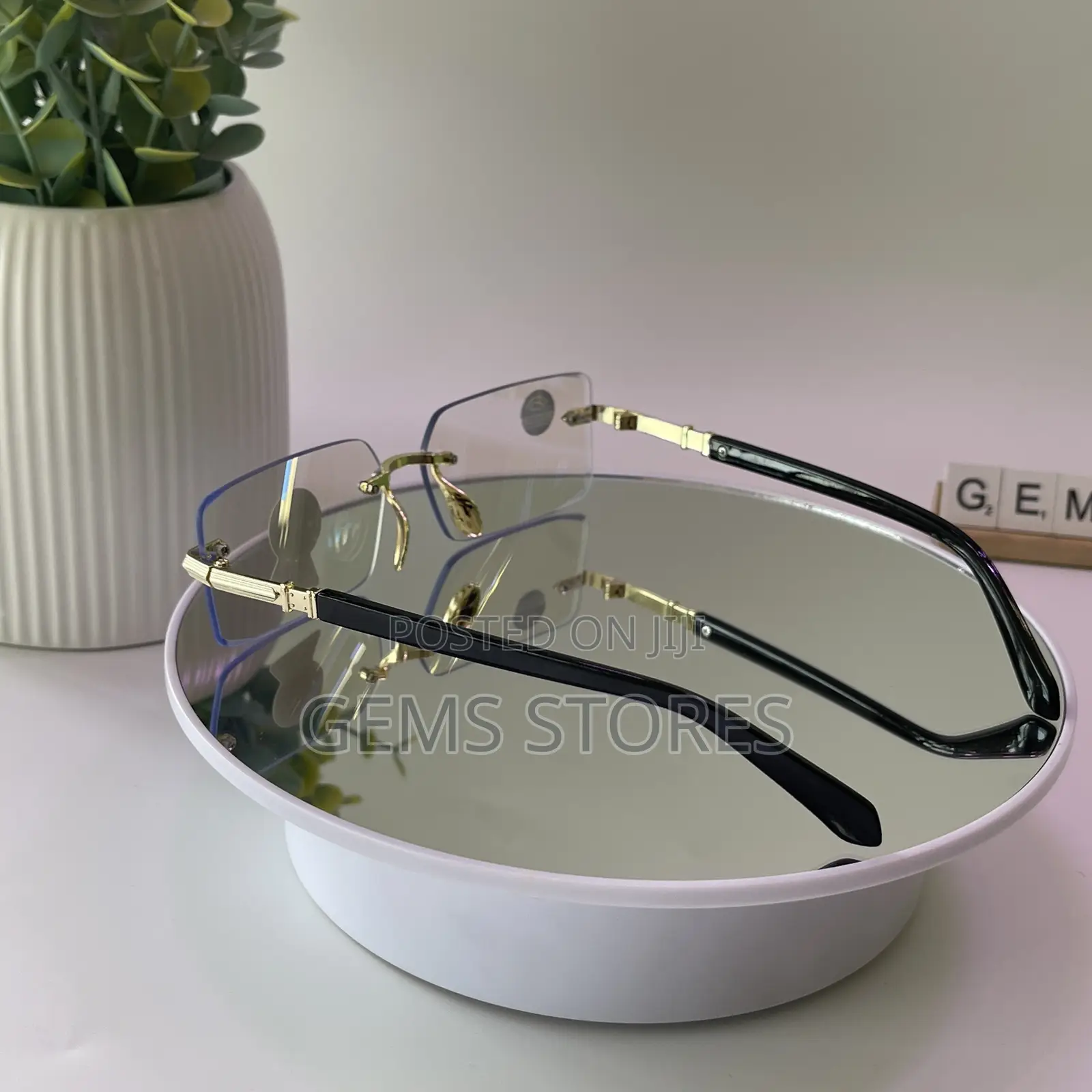 Stylish Rimless Photochromic Blue Light Filter Glasses