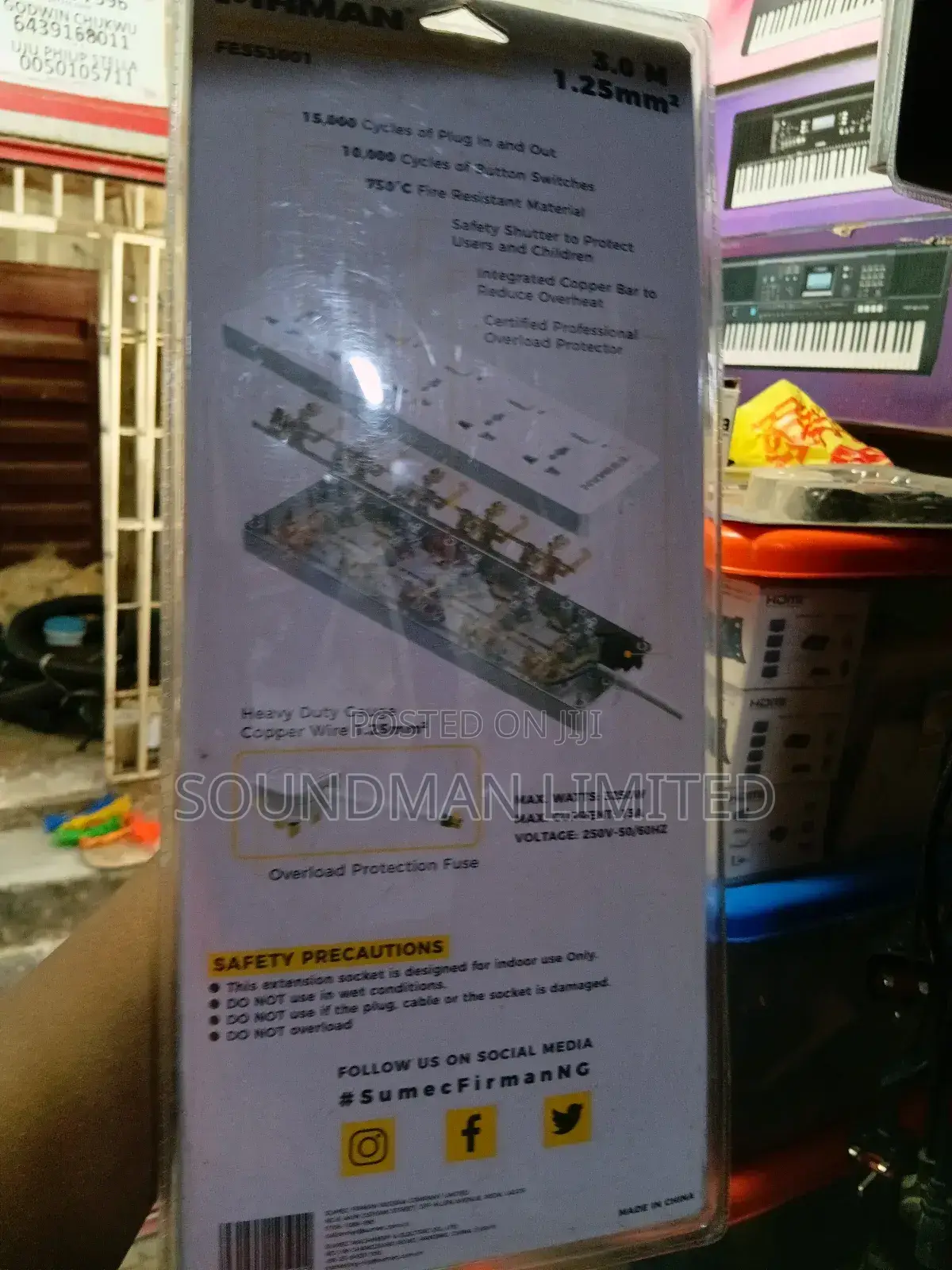 Original Firman Extension Socket (Heavy Duty) 5 Way Surge Protector