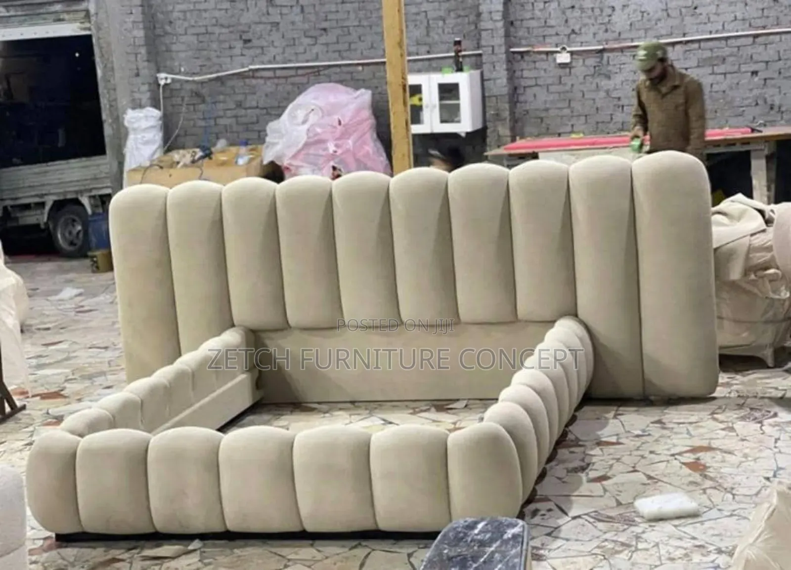 Standard Stripe Padded 4x6 Bedframe