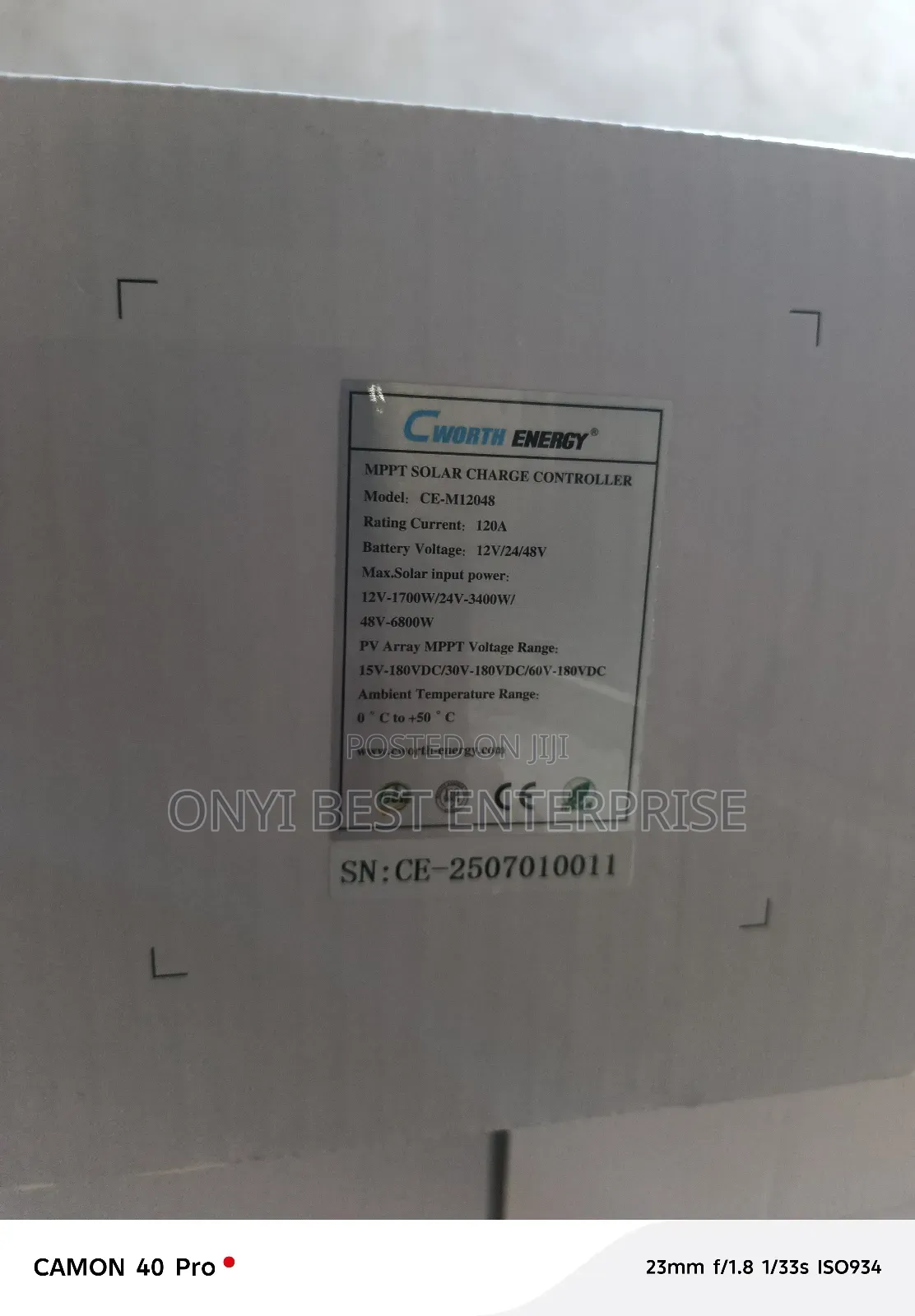 Cworth Energy Charge Control Mppt 120ahms