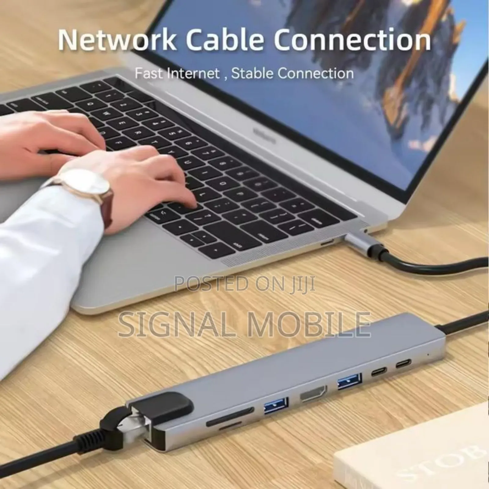 8 in 1 Usb C Hub to HDTV Adapter With 100m Rj45